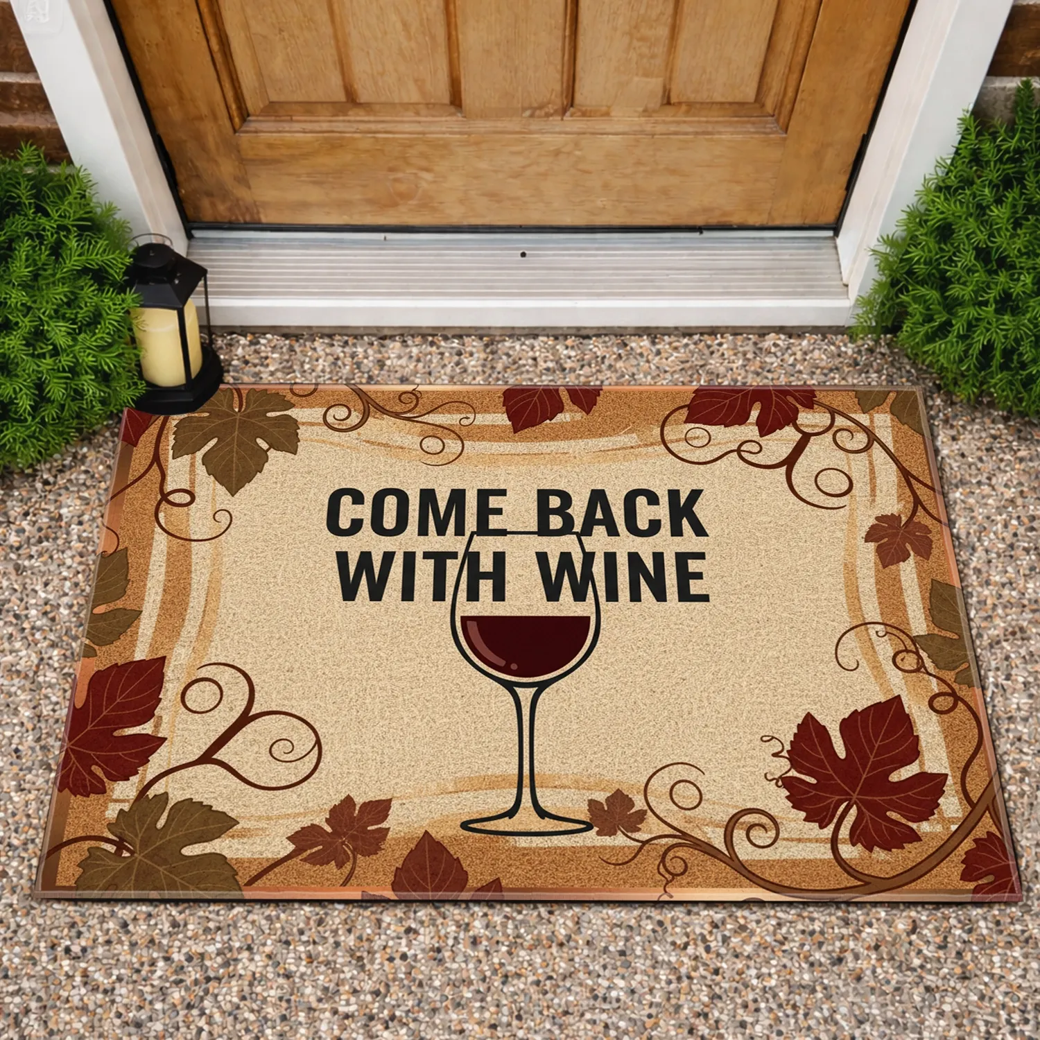 Wine Glass Grapevine 'Come Back With Wine' - Home Decor Gift for Wine Lover Doormat - 1