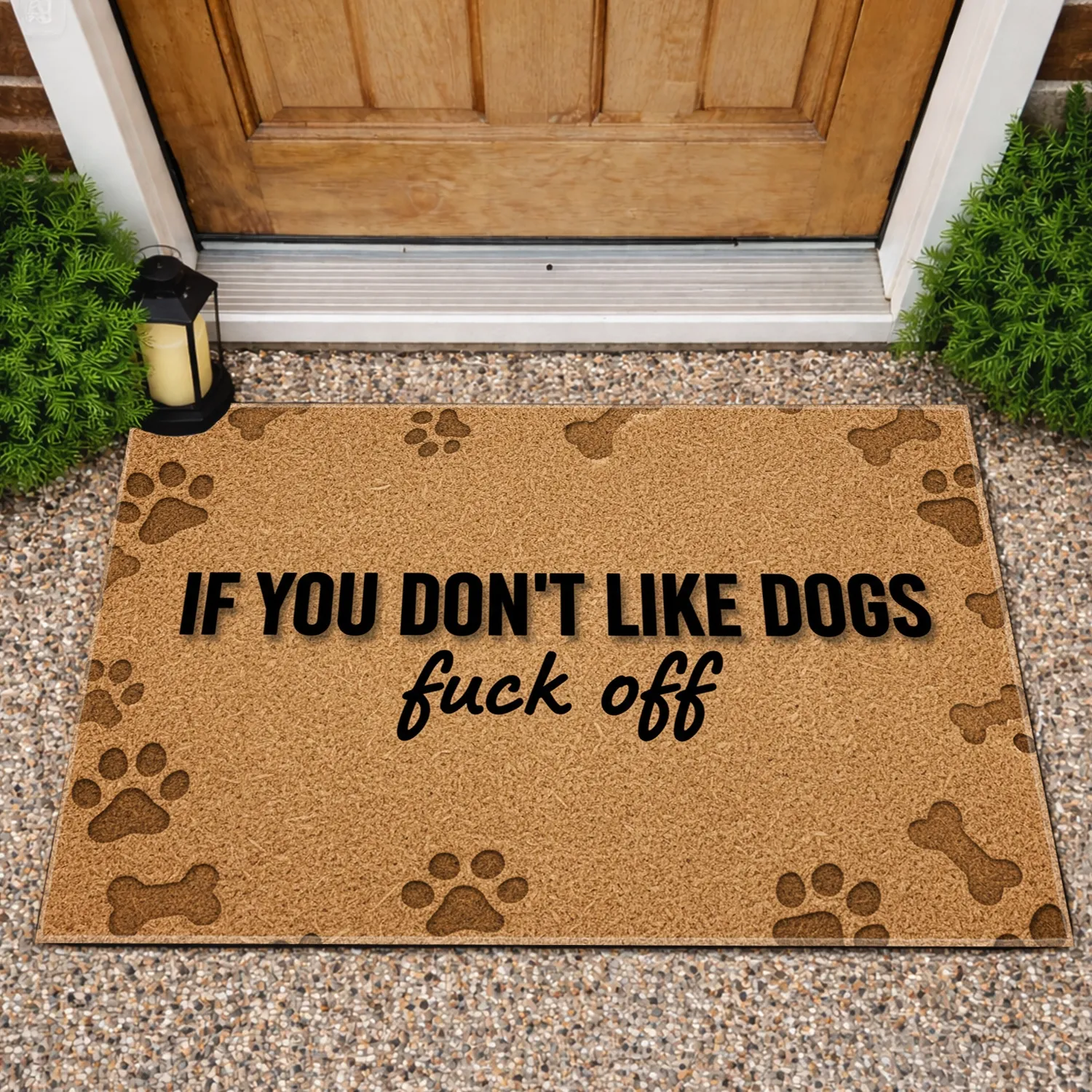 IF YOU DON'T LIKE DOGS Fuck Off Text - Humorous Dog Lover Housewarming Gift Doormat - 1