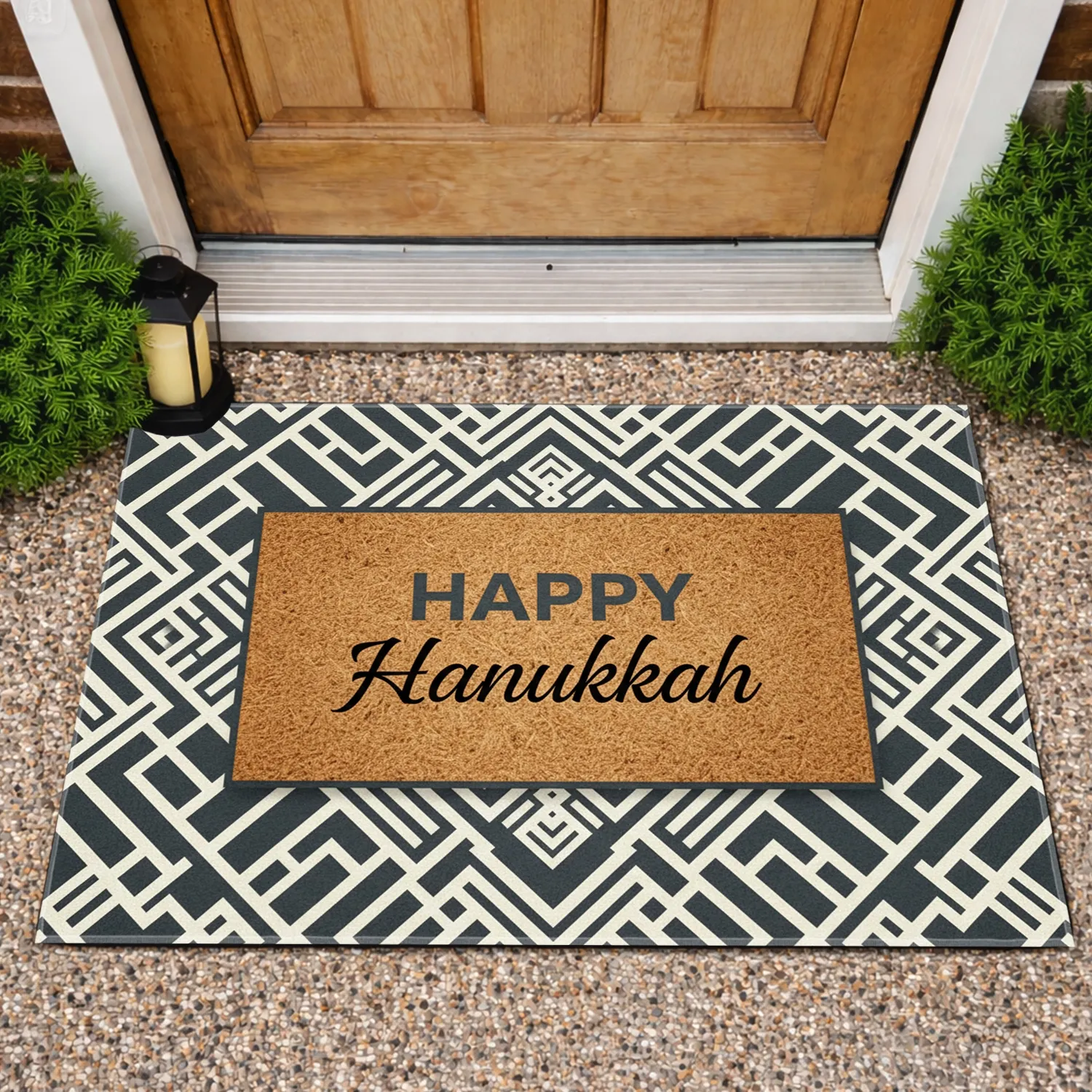 HAPPY Hanukkah Surface Labyrinthine Celebration Gift Doormat - 1
