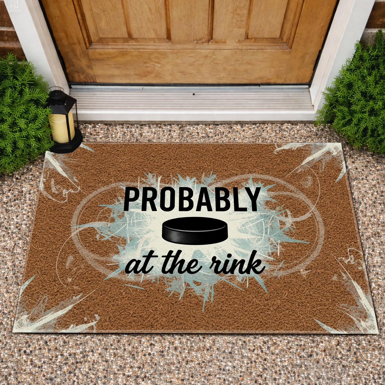 Probably At The Rink Hockey Puck - Everyday Ice Sports Fan Home Decor Gift Doormat - 1