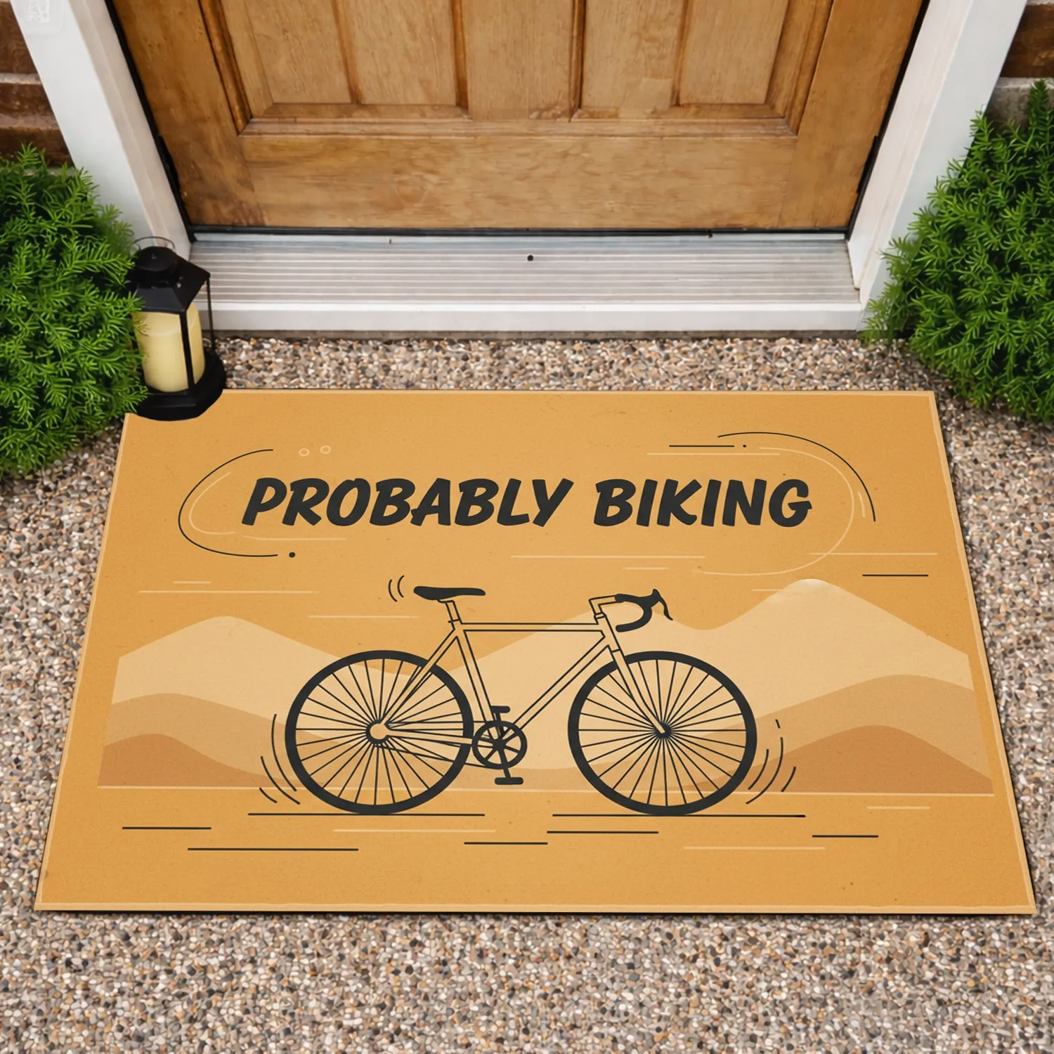 Classic Road Bike Probably Biking Text - Cycling Enthusiast Outdoor Sports Gift Doormat - 1