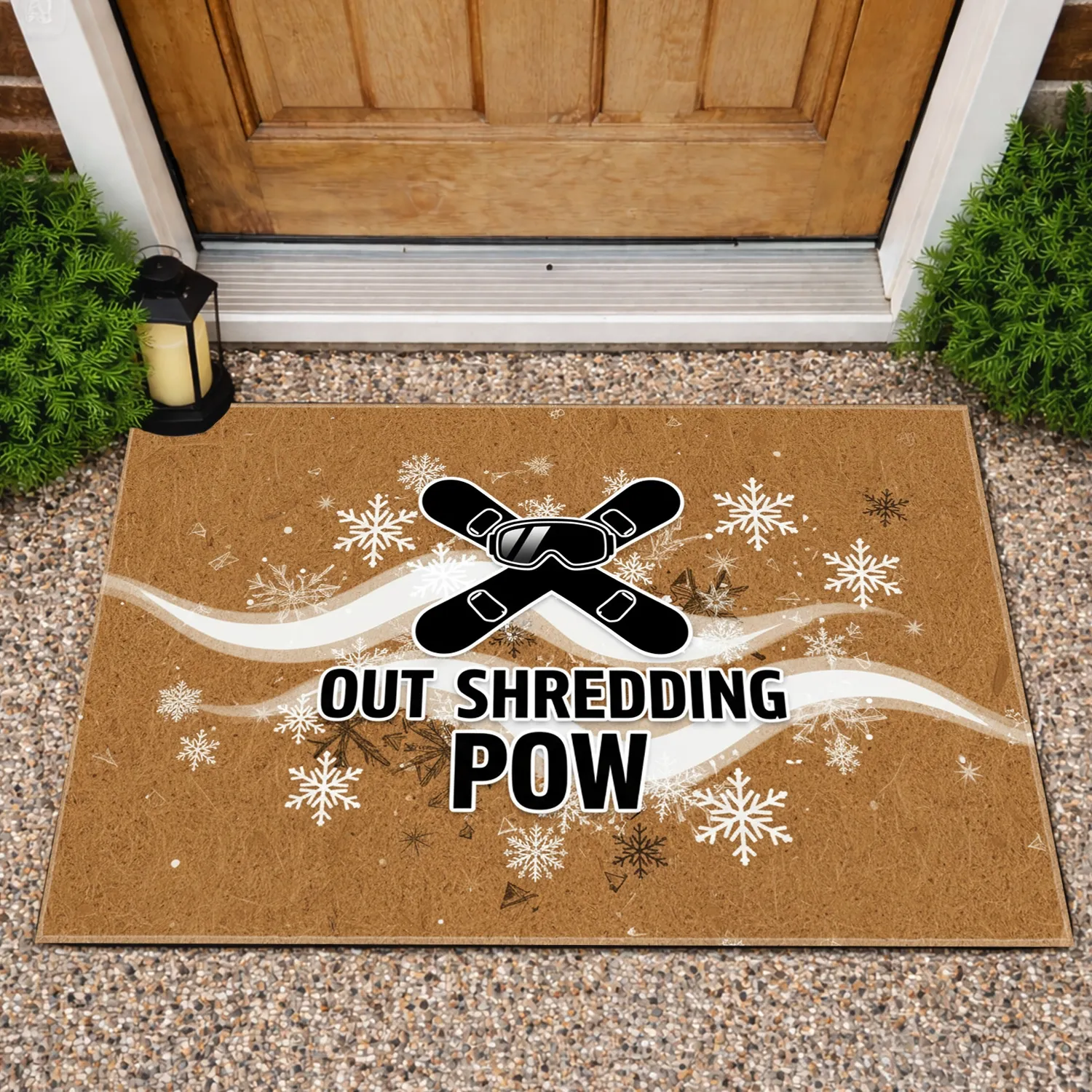 Shredding Pow Snowboard Goggles Crossed - Winter Sports Enthusiast Gift Doormat - 1