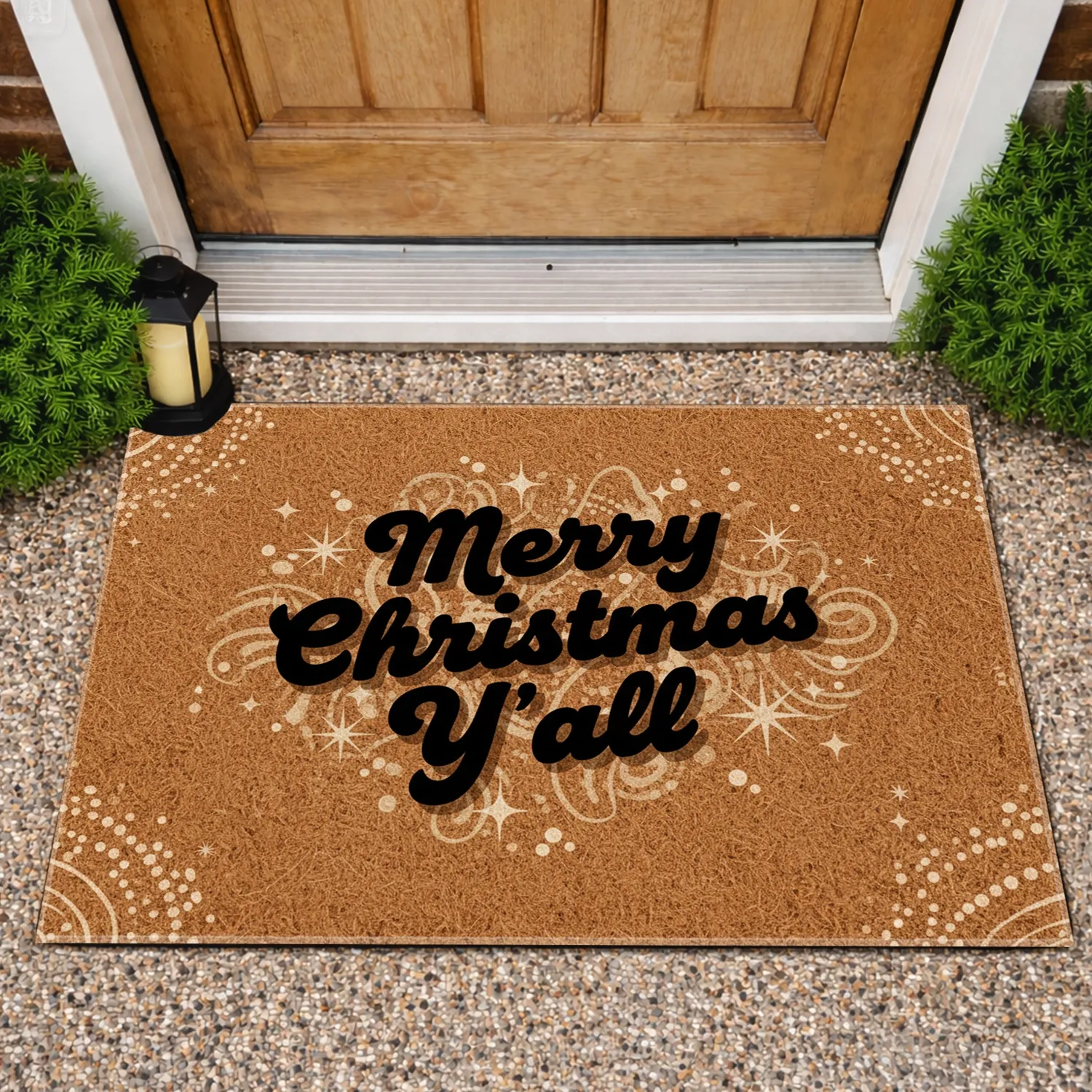 Merry Christmas Y'all Script - Christmas Holiday Decor Doormat - 1