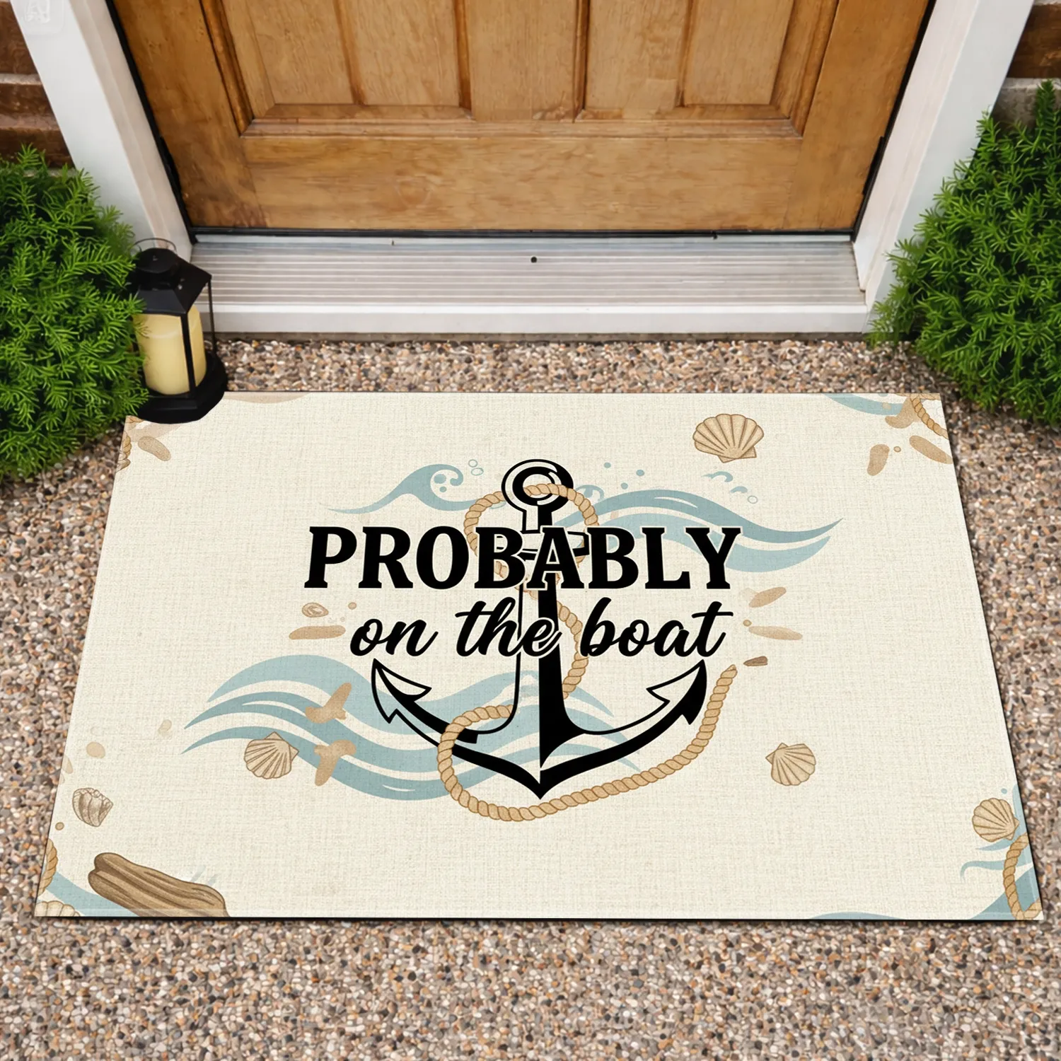 Classic Boat Anchor 'Probably on the Boat' - Nautical Home Decor Gift for Boat Owners Doormat - 1
