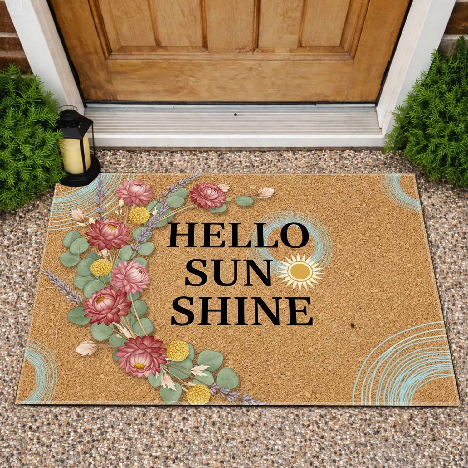 Hello Sun Shine Dried Botanicals - Everyday Welcome Home Decor Doormat - 1