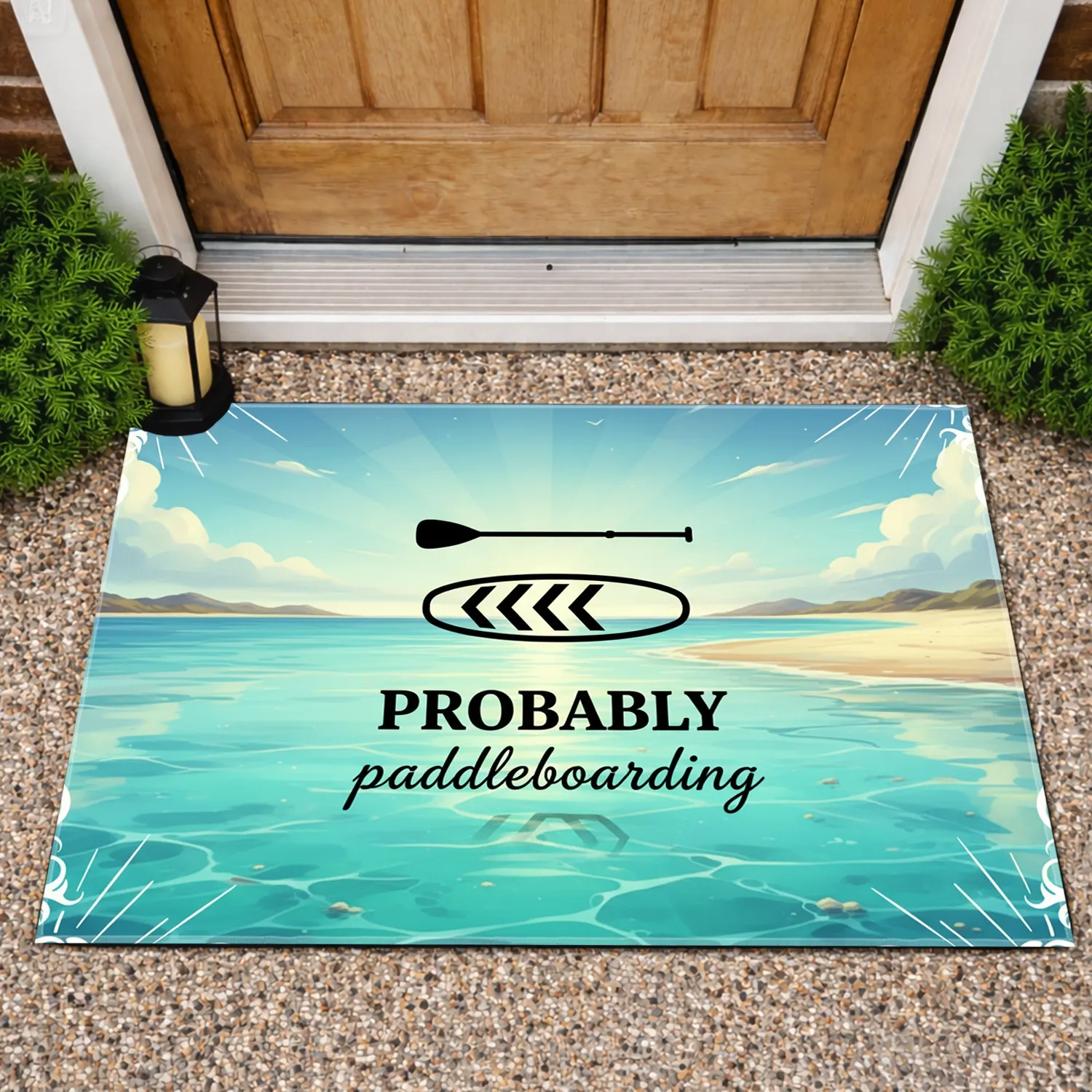 Paddleboard Paddle Probably Paddleboarding Coastal Scene - Paddleboarding Lover Gift Doormat - 1