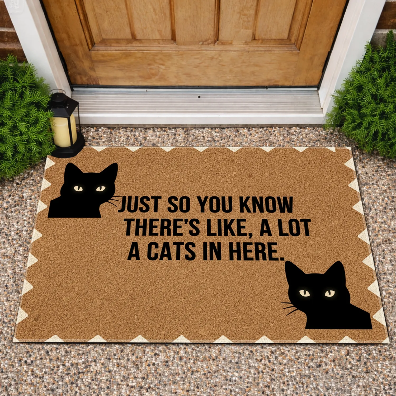 Black Cat Peering 'A Lot Of Cats In Here' - Home Decor Gift for Cat Owners Doormat - 1
