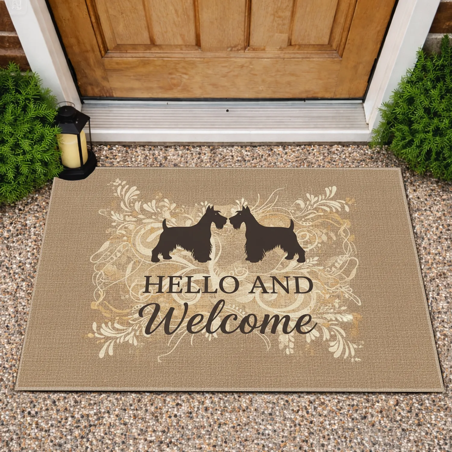 Scottish Terriers Welcome Sign - Home Decor Gift for Dog Lovers Doormat - 1