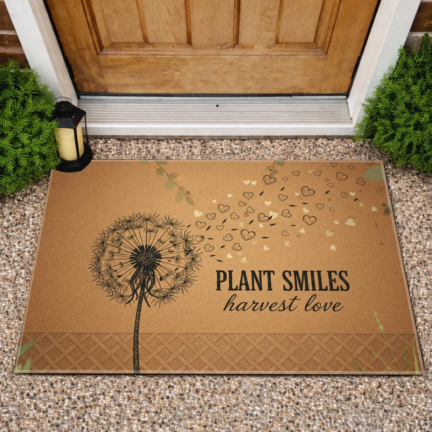 Dandelion Heart Seeds 'PLANT SMILES harvest love' - Home Decor Gift Doormat - 1