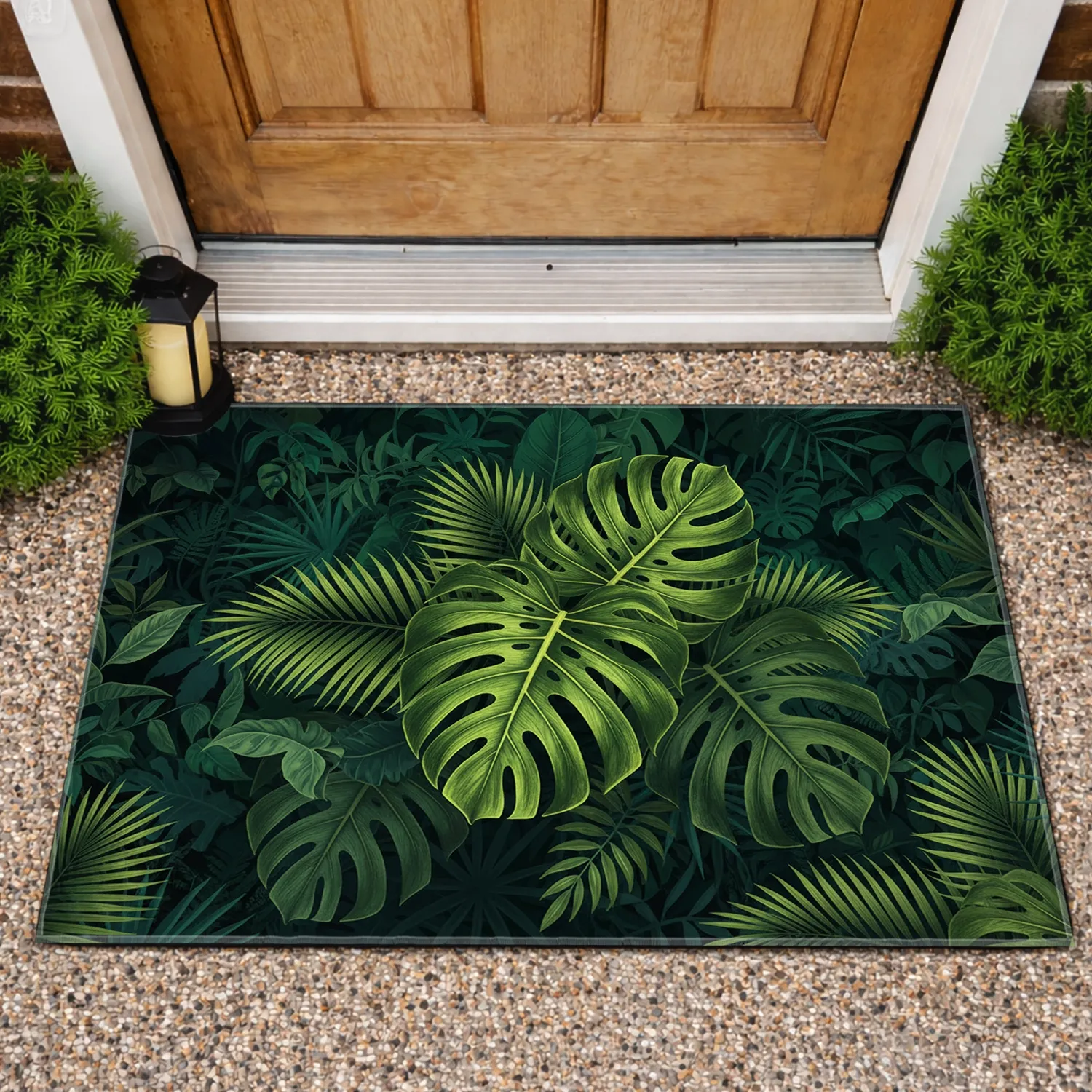 Monstera Deliciosa Leaves Tropical Jungle Foliage - Nature Lover Gift Doormat - 1