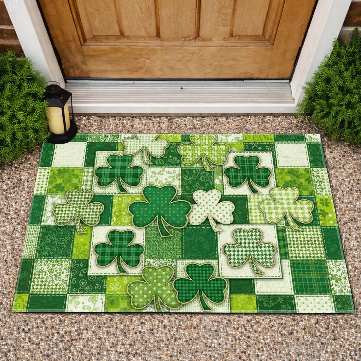 Celtic Shamrock Patchwork St. Patrick's Day - Lucky Home Decor Gift Doormat - 1