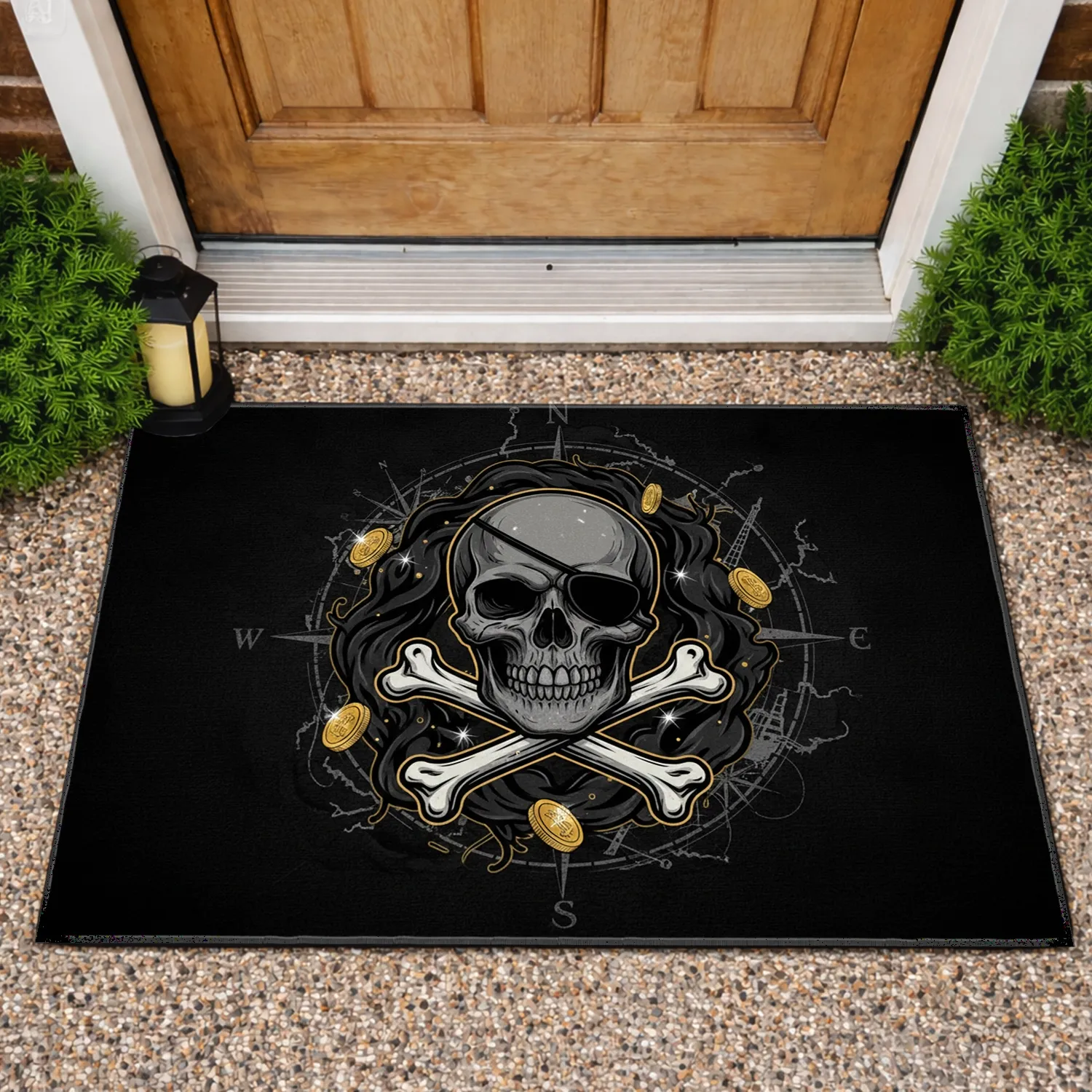 Classic Pirate Skull Eyepatch Crossed Bones - Adventure Home Decor Gift Doormat - 1