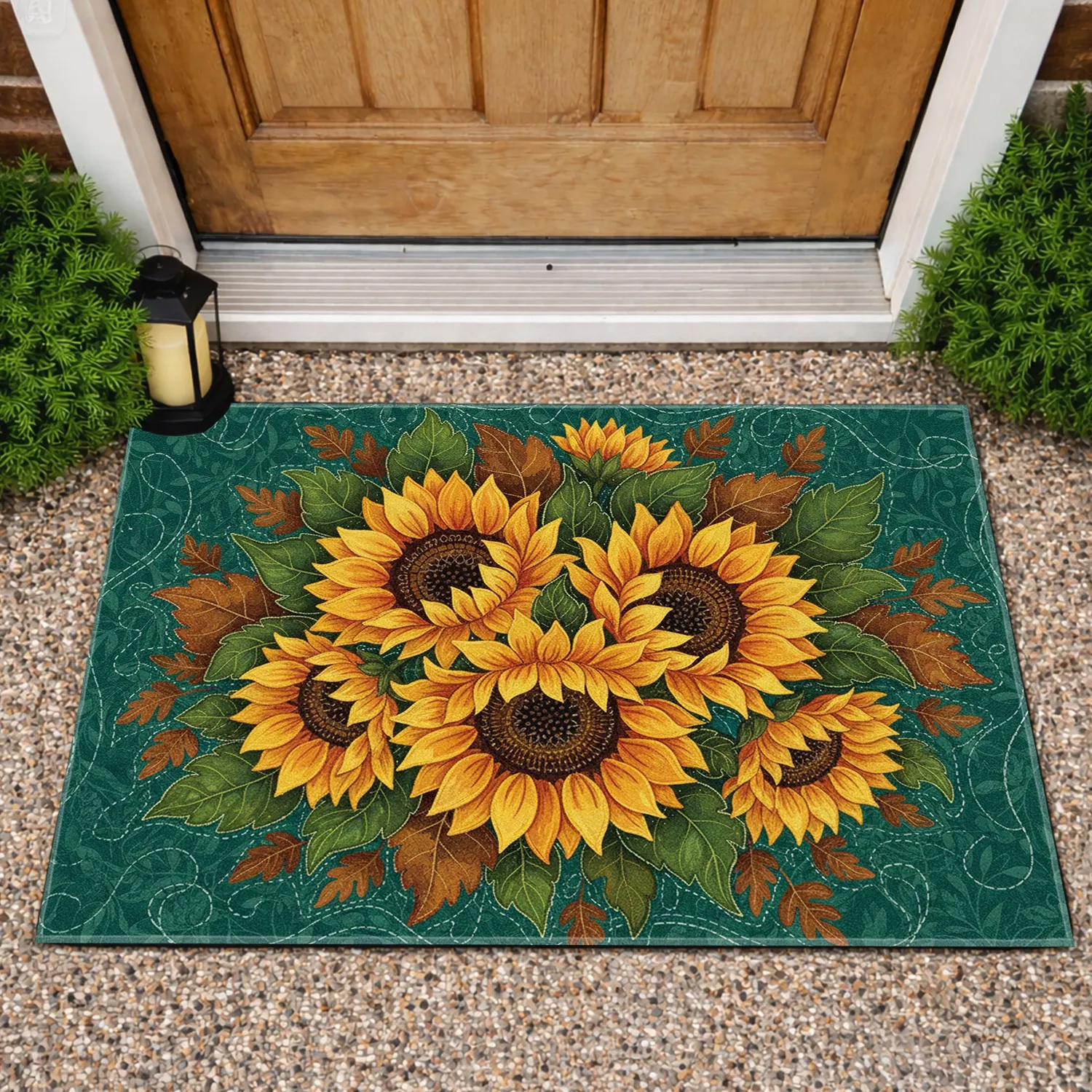 Sunflowers Autumn Foliage - Home Decor Gift Doormat - 1