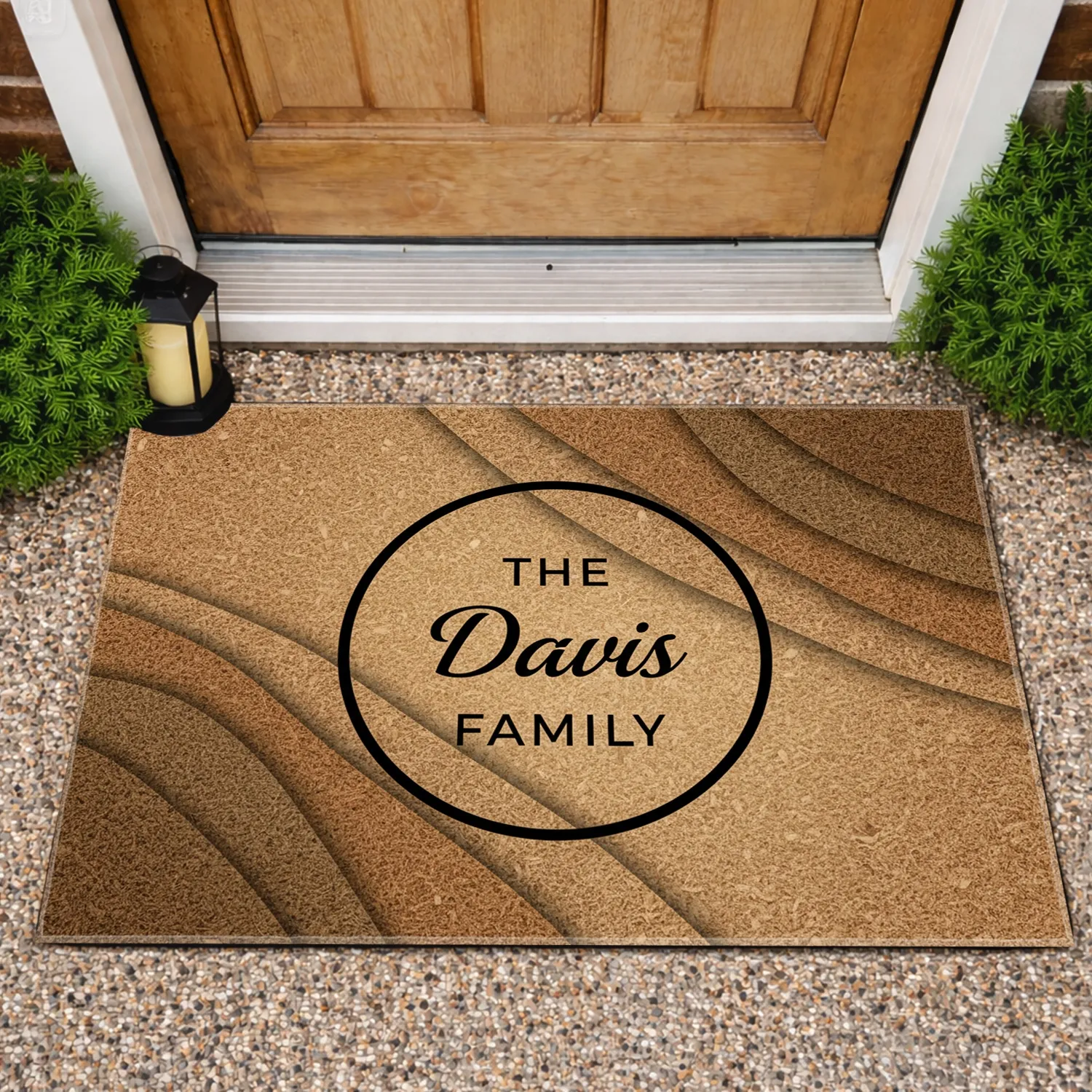 Custom Family Name Circle Texture - Home Decor Gift Doormat - 1