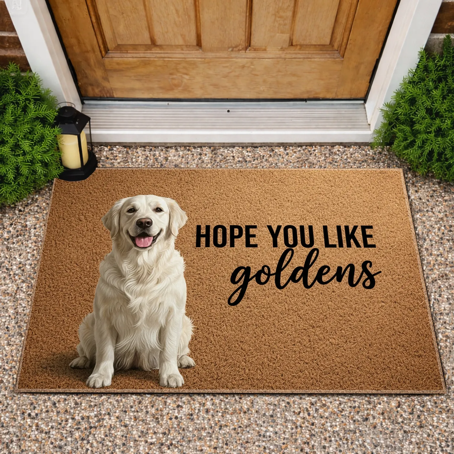 White Golden Retriever Dog HOPE YOU LIKE goldens - Goldens Lover Home Decor Gift Doormat - 1
