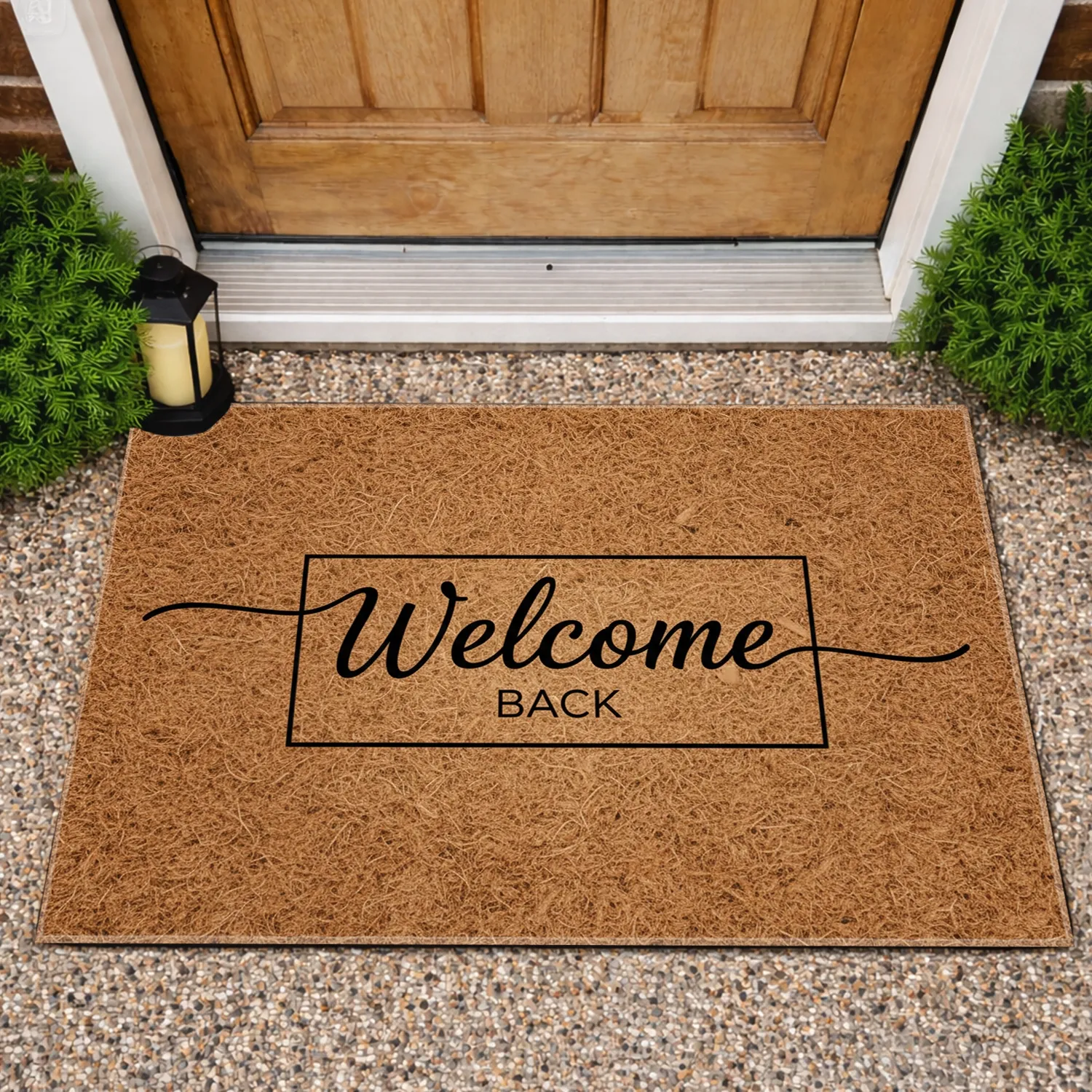Welcome Back Script Border - Guest Greeting Entryway Home Decor Gift Doormat - 1