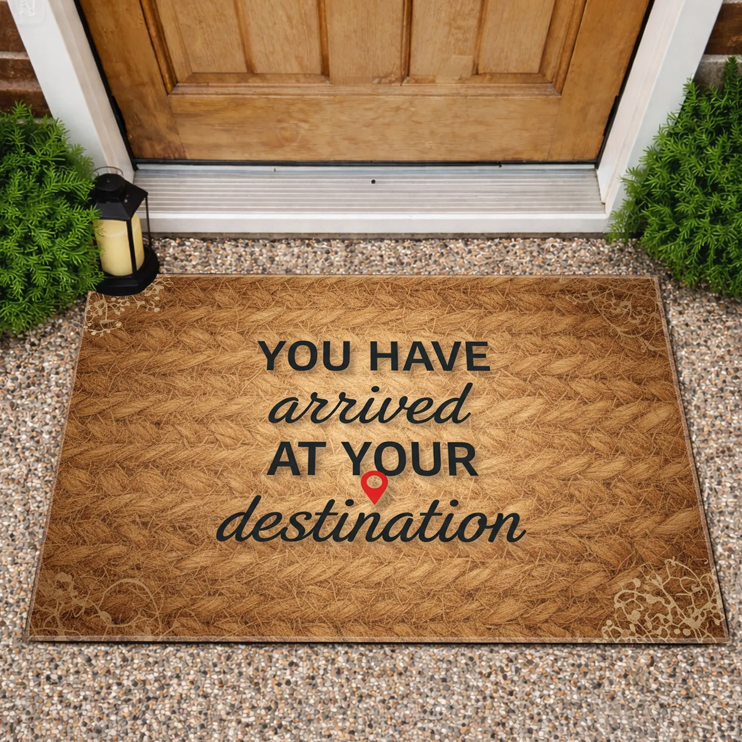 You Have Arrived At Your Destination Red Map Pin - New Home Decor Doormat - 1