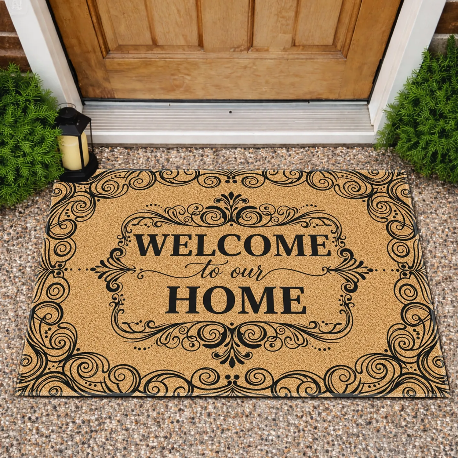 Welcome Home Scrollwork Filigree - Farmhouse Decor Gift Doormat - 1