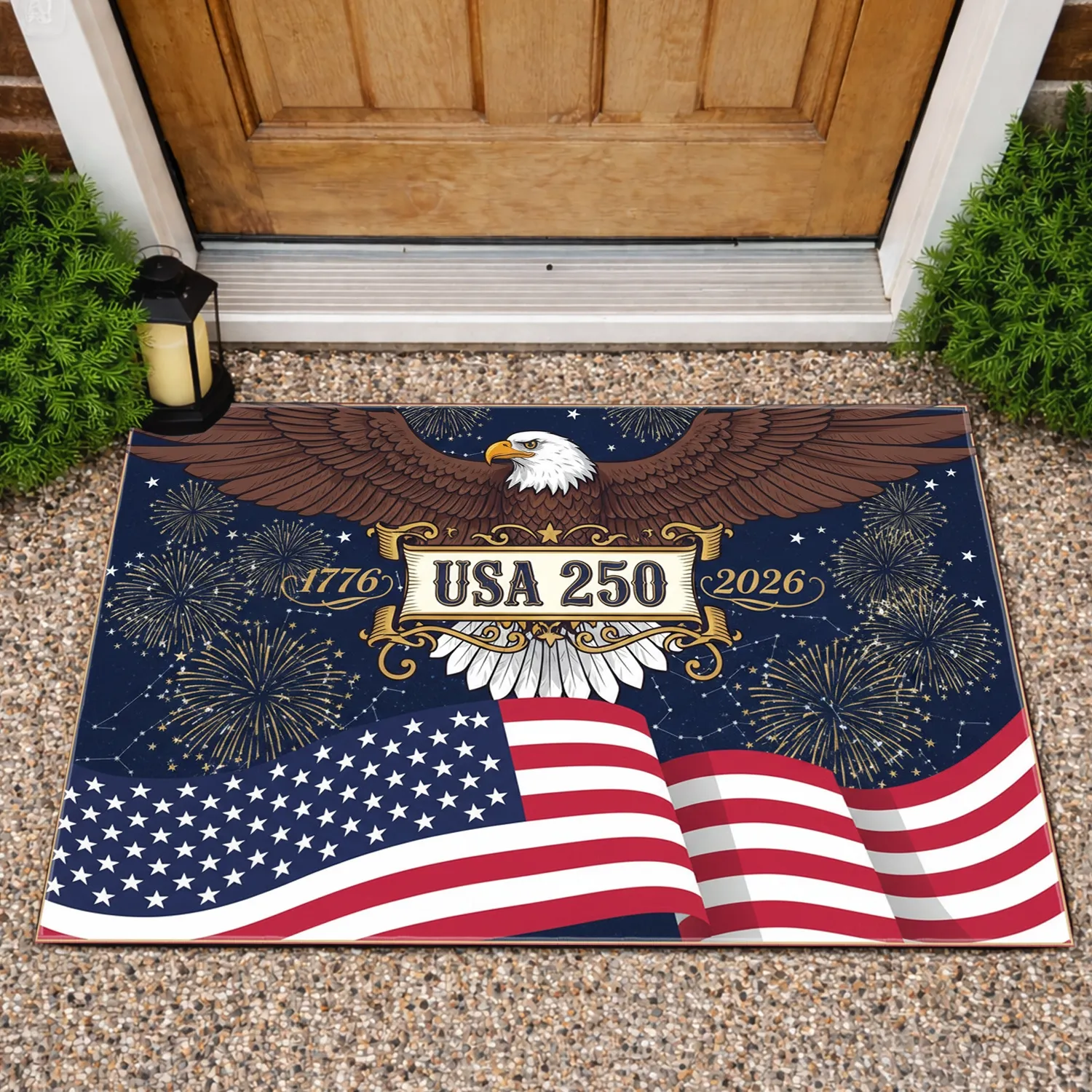 Bald Eagle American Flag 1776-2026 - USA 250th Anniversary Independence Day Celebration Doormat - 1