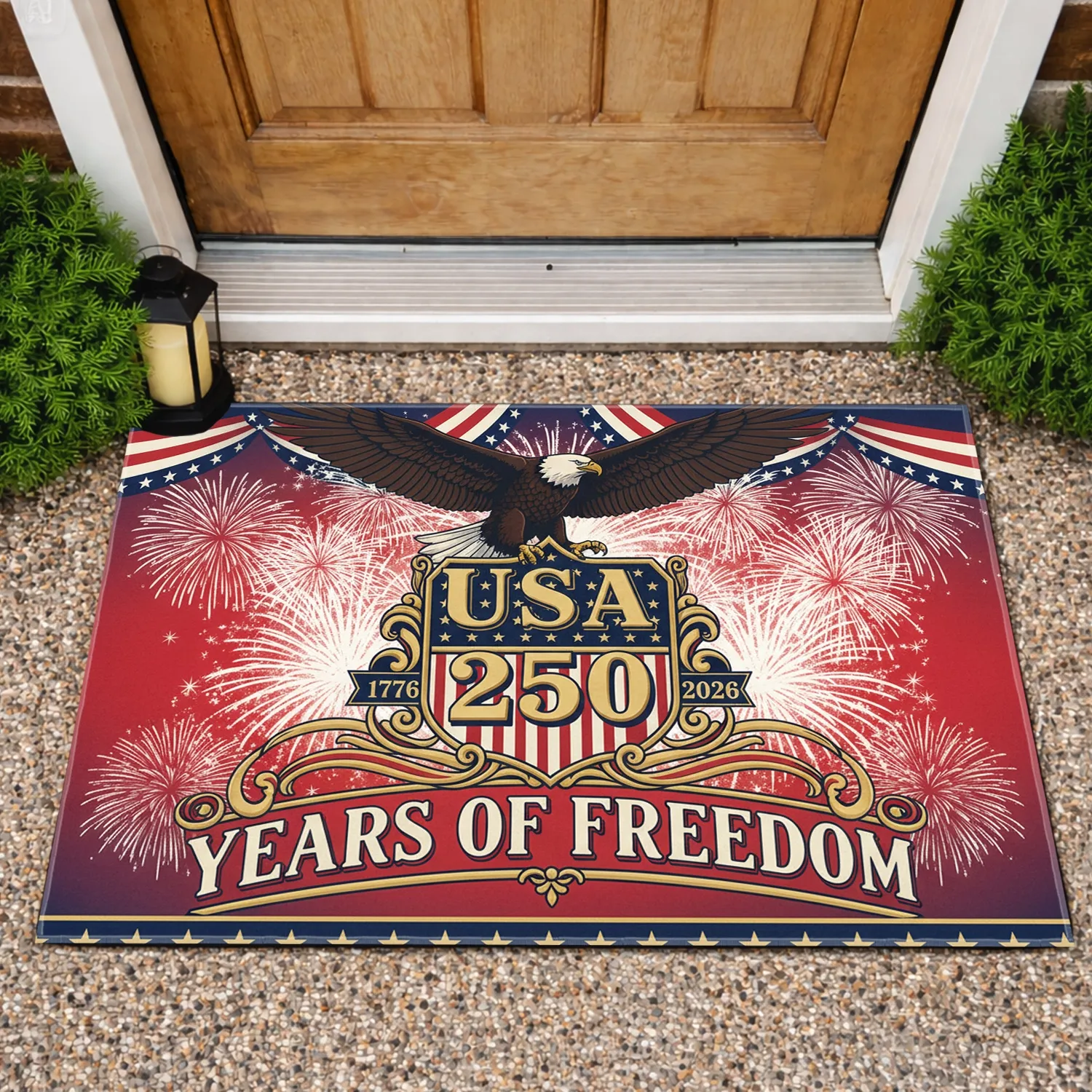 Bald Eagle American Flag 1776-2026 - USA 250th Anniversary Freedom Celebration Doormat - 1