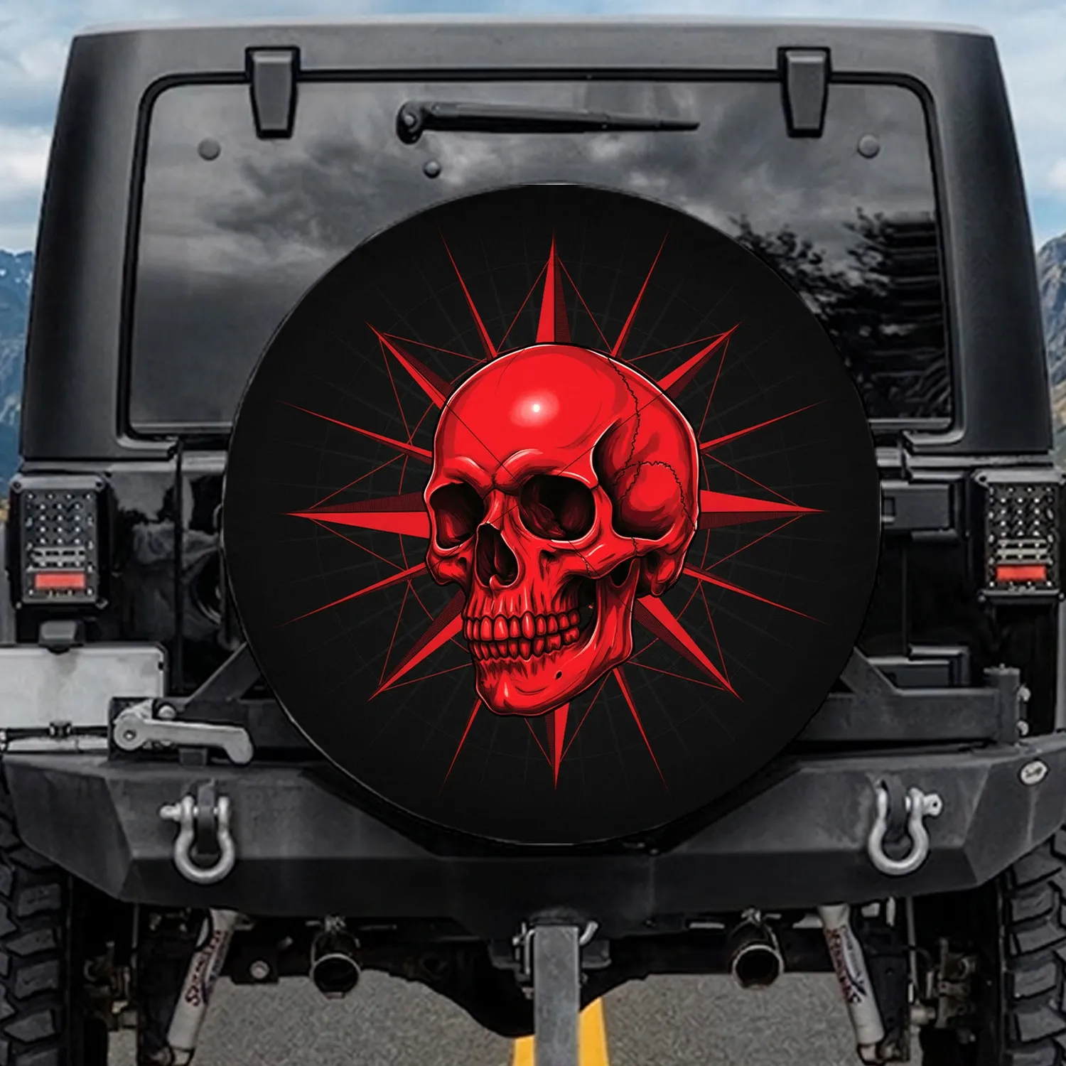 Human Skull Multi-Pointed Geometric Star - Travel Essentials Gift Spare Tire Cover - 1