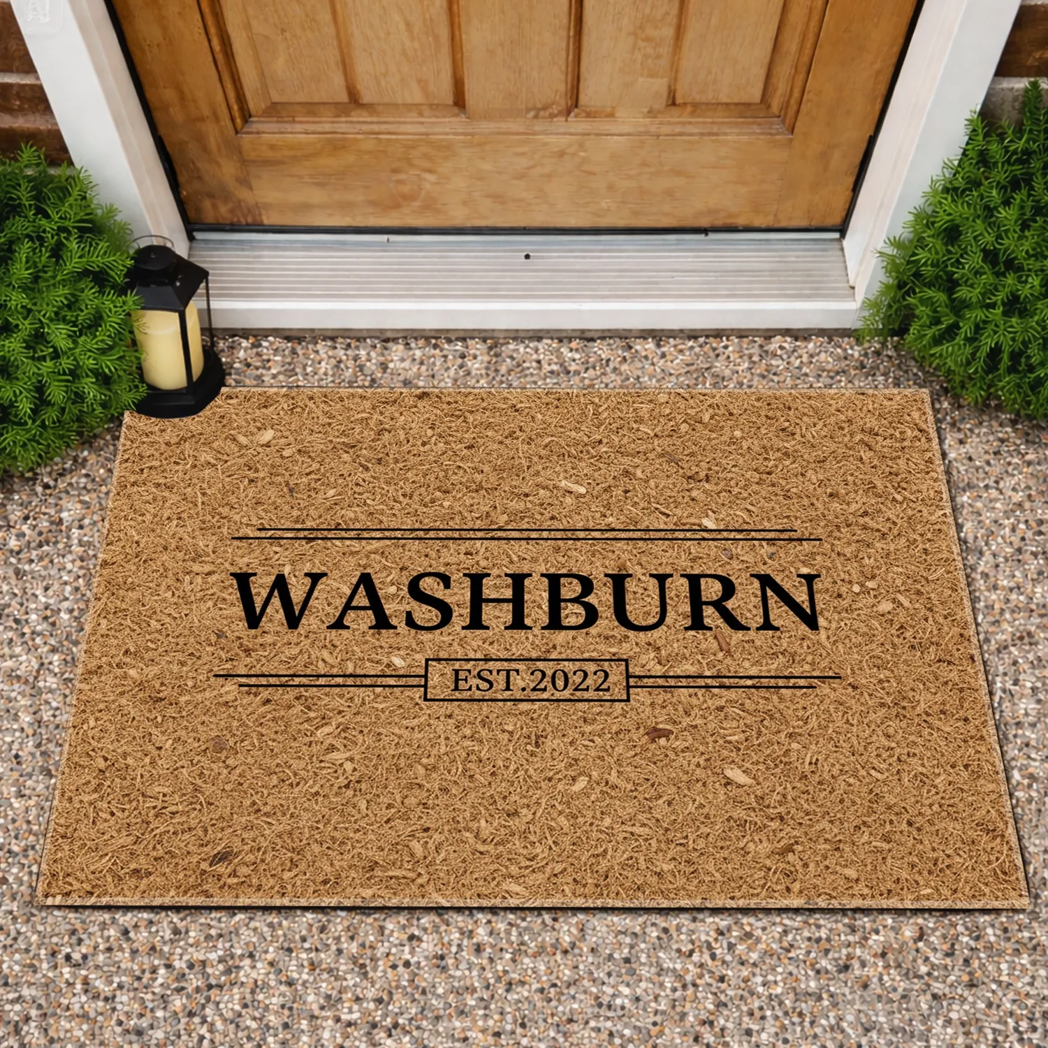 Custom Name and Year Rectangular Border Tapestry Farmhouse Decor Gift Doormat - 1