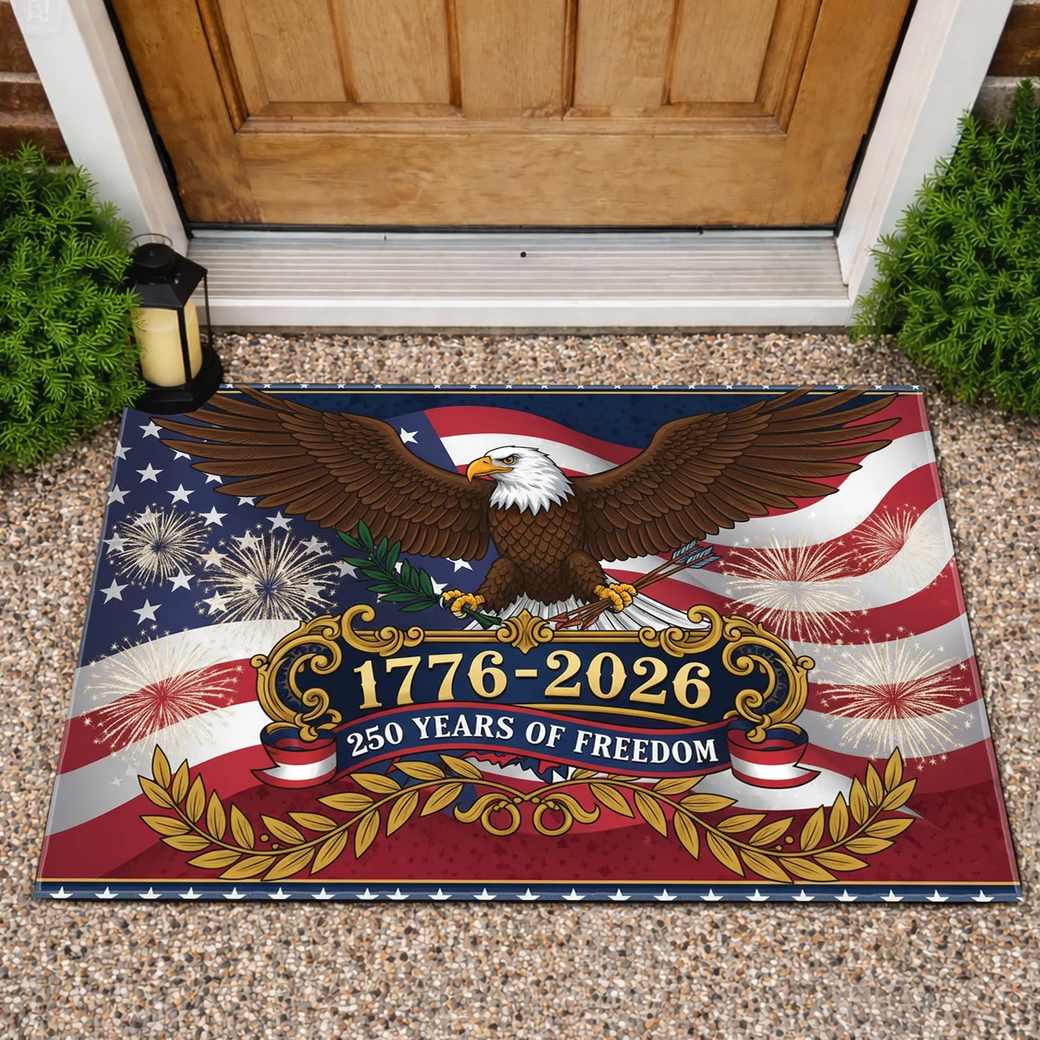 Bald Eagle American Flag 1776-2026 - USA 250th Anniversary Freedom Day Gift for Dad Doormat - 1