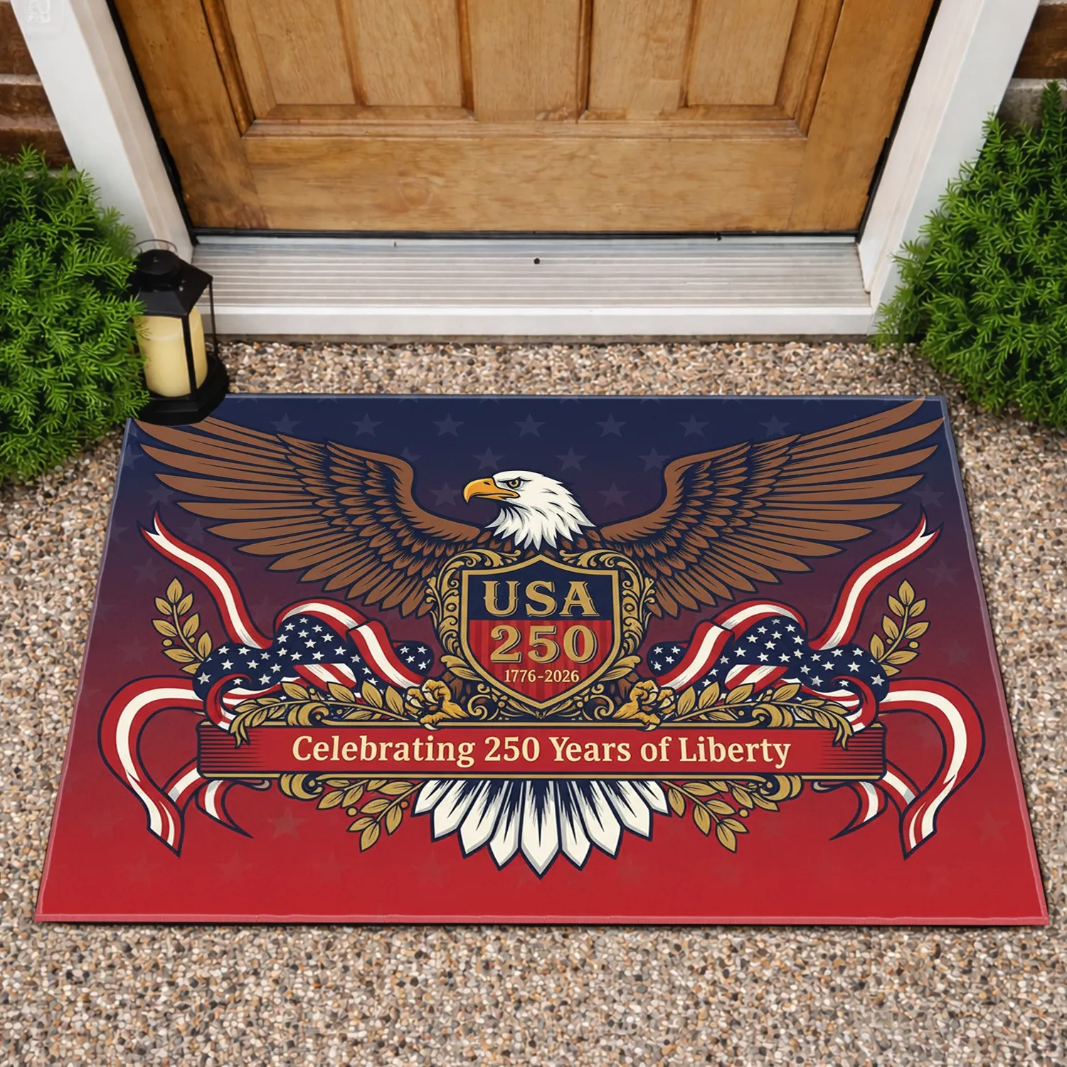 Bald Eagle American Flag 1776-2026 - USA 250th Anniversary Independence Day Veterans Doormat - 1