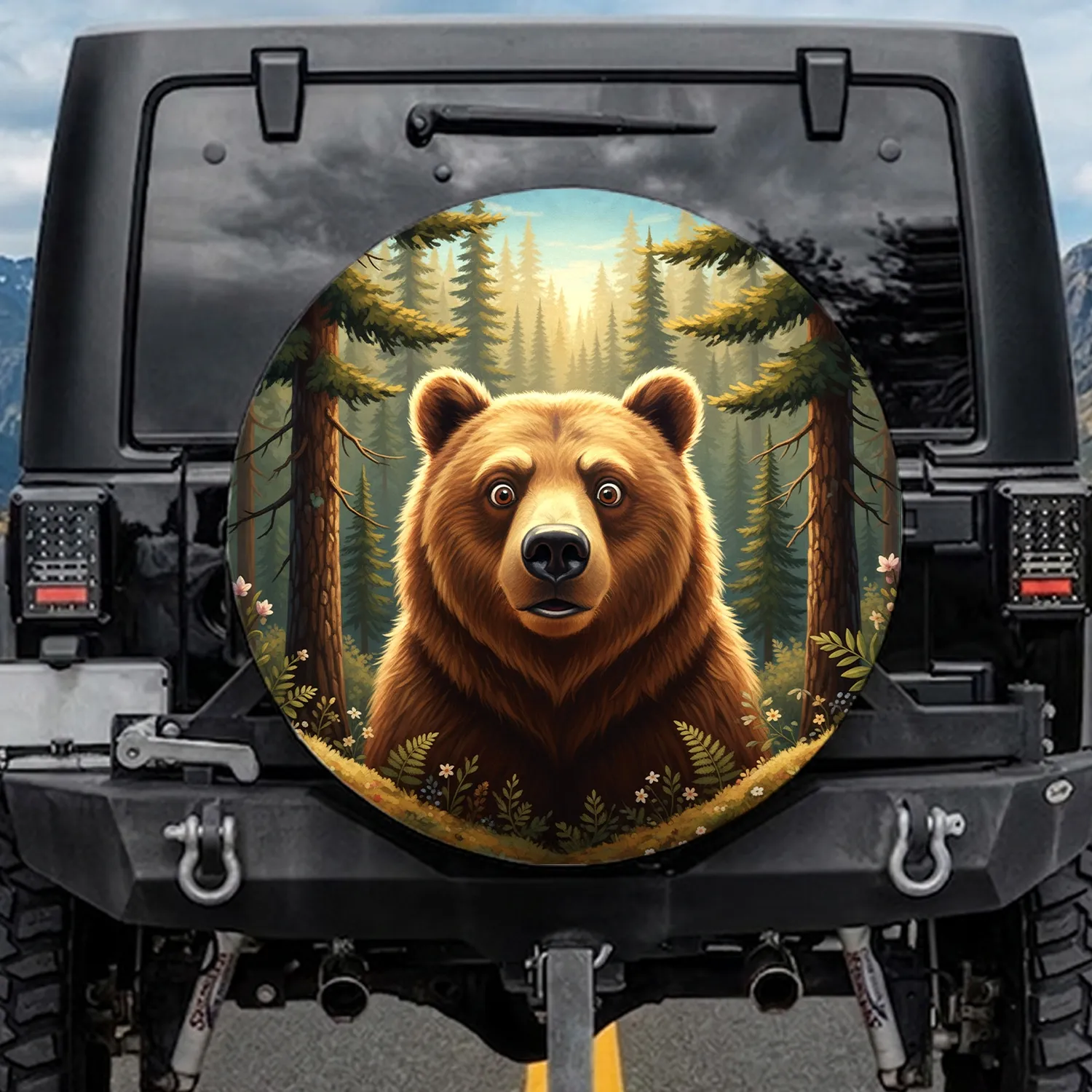 Grizzly Bear Pine Forest Wilderness - Wildlife Lover Gift Spare Tire Cover - 1