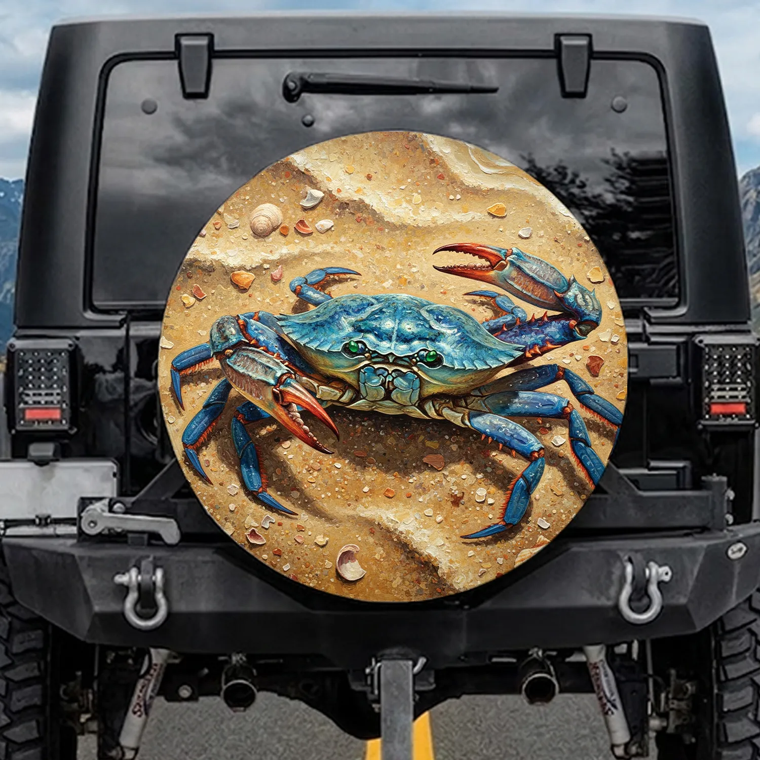 Blue Crab Sandy Beach - Coastal Decor Gift for Beach Lovers Spare Tire Cover - 1