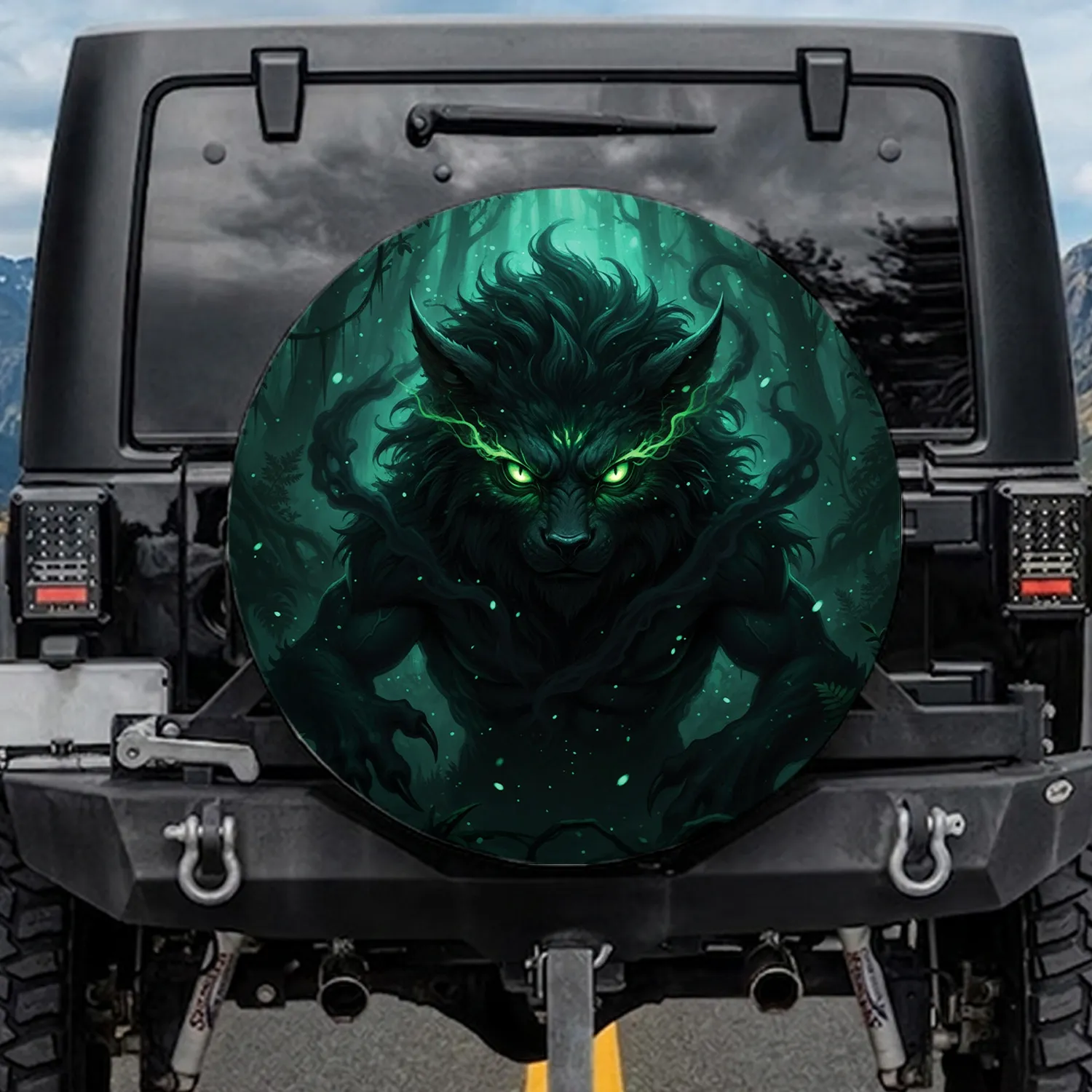 Mysterious Predatory Green Eyes Deep Jungle Beast - Wildlife Lover Gift Spare Tire Cover - 1