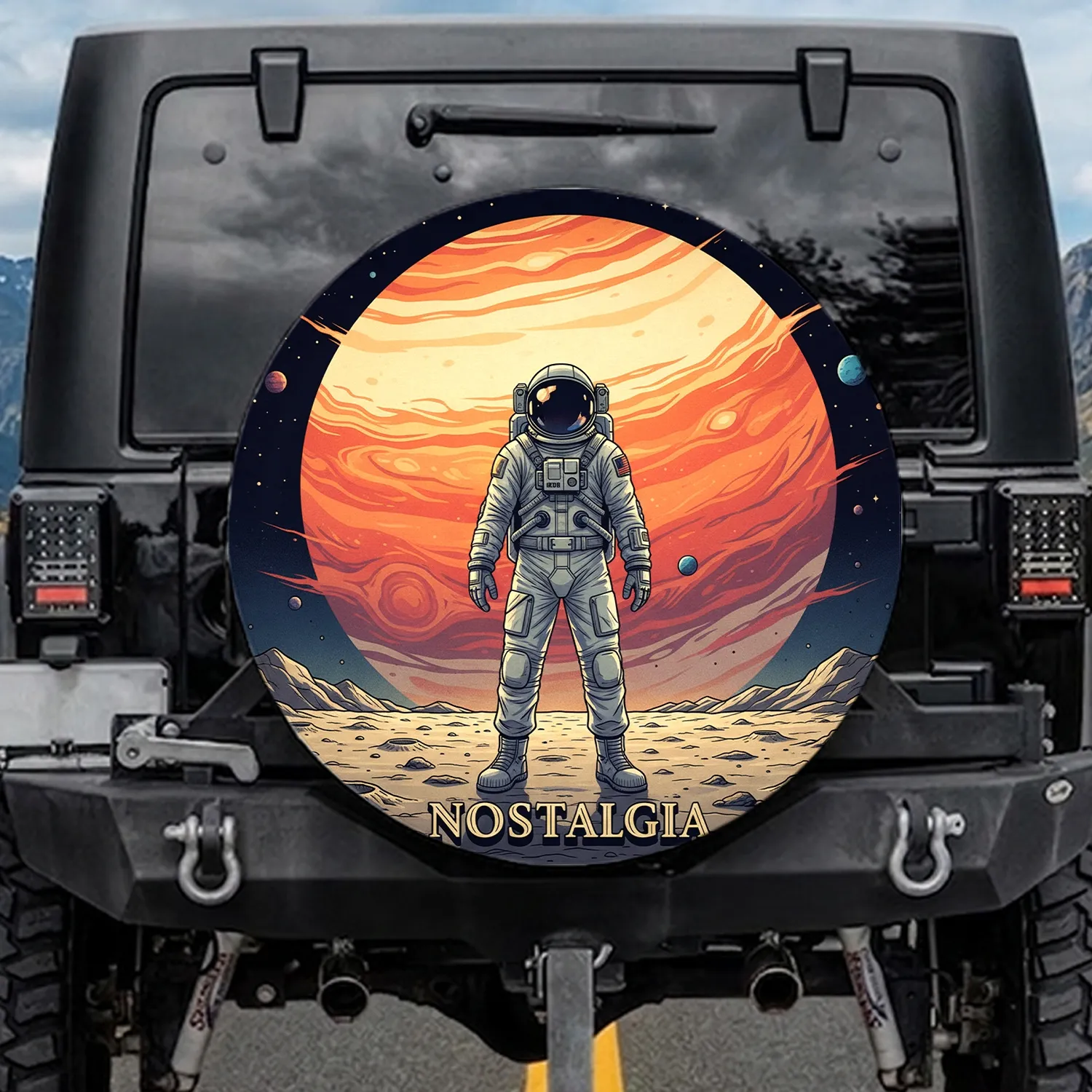 Classic Astronaut Moon Surface Nostalgia - Space Lover Gift for Sci-Fi Fans Spare Tire Cover - 1