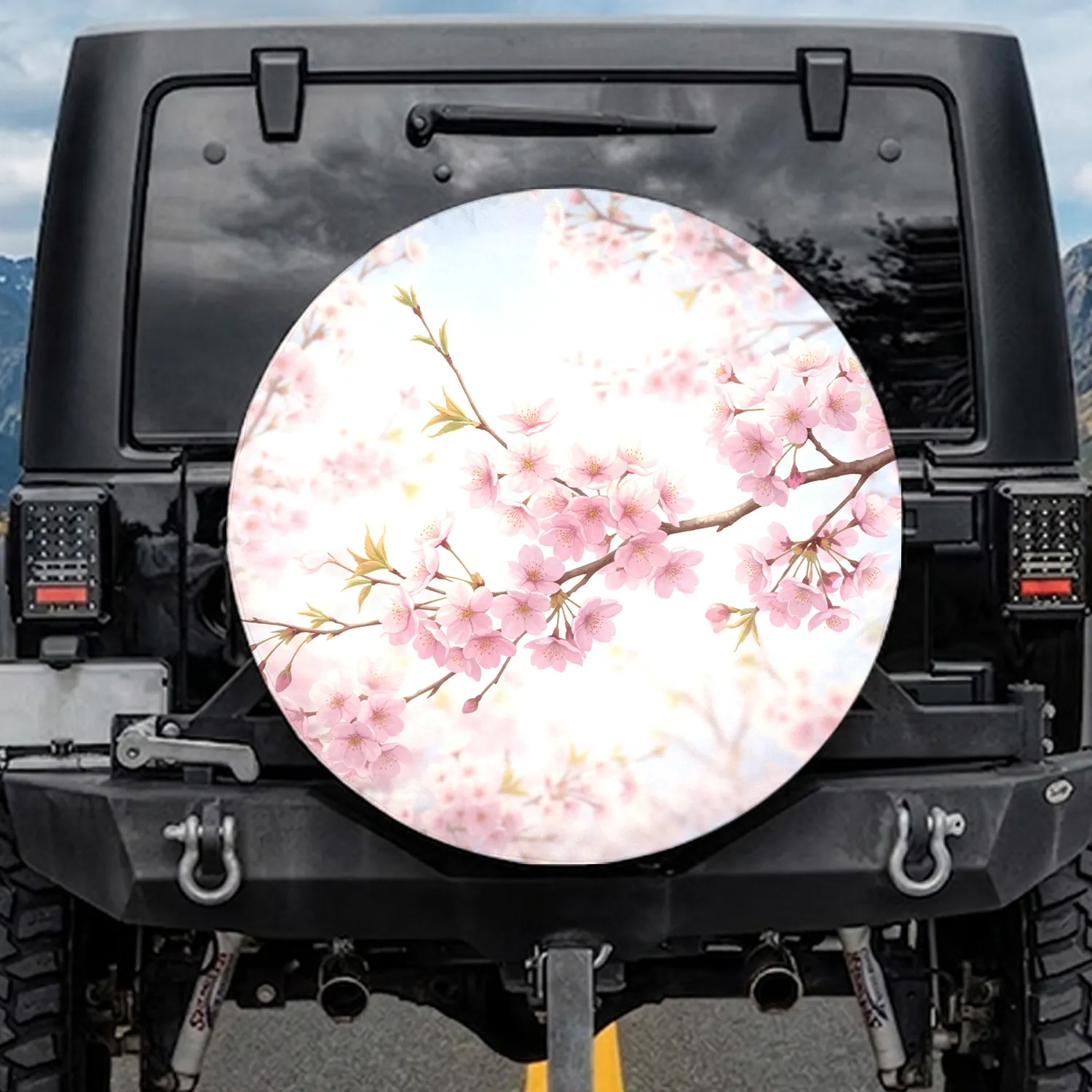 Pink Cherry Blossoms Branch - Spring Decor Flower Lover Gift Spare Tire Cover - 1