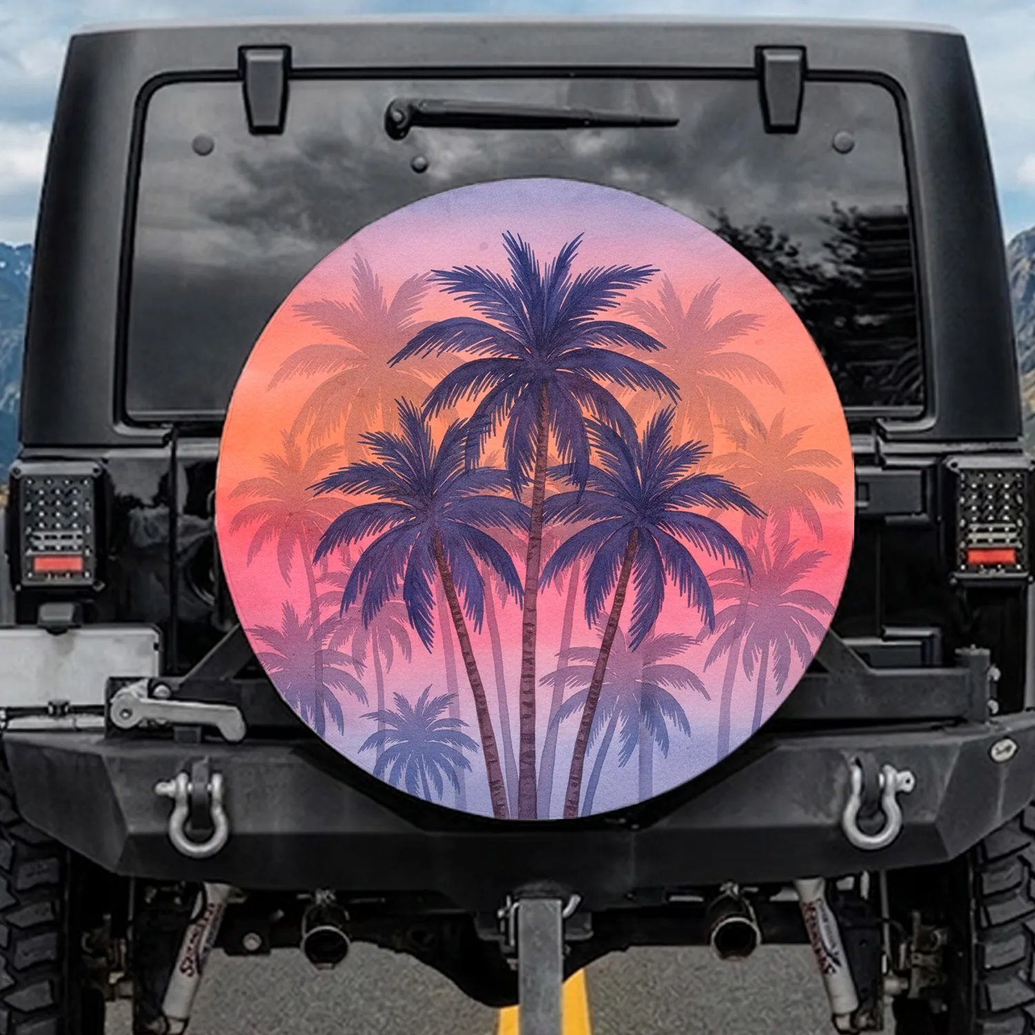 Tropical Palm Trees Sunset Sky - Travel Essentials Gift Spare Tire Cover - 1