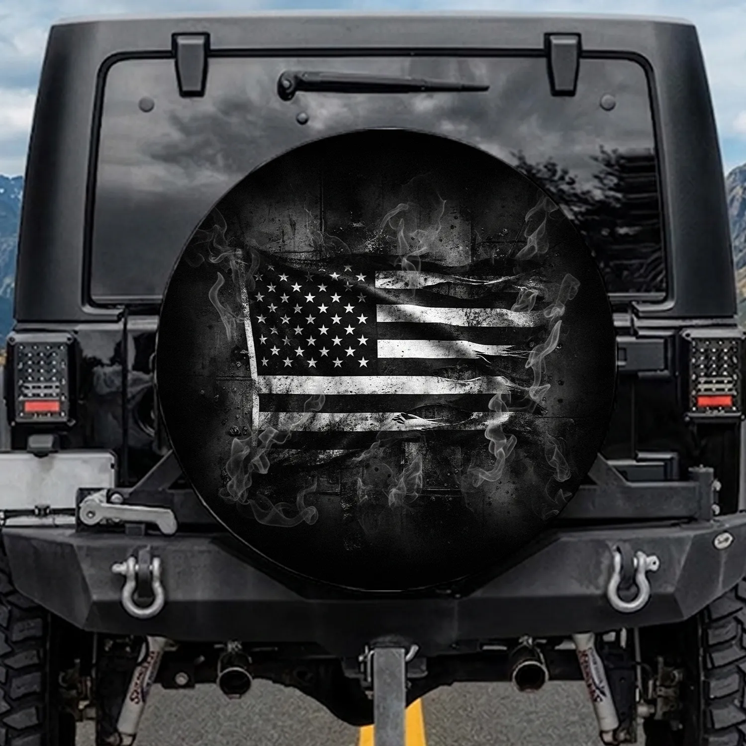 Distressed American Flag Patriotic Auto Exterior Display for American Flag Owners Spare Tire Cover - 1