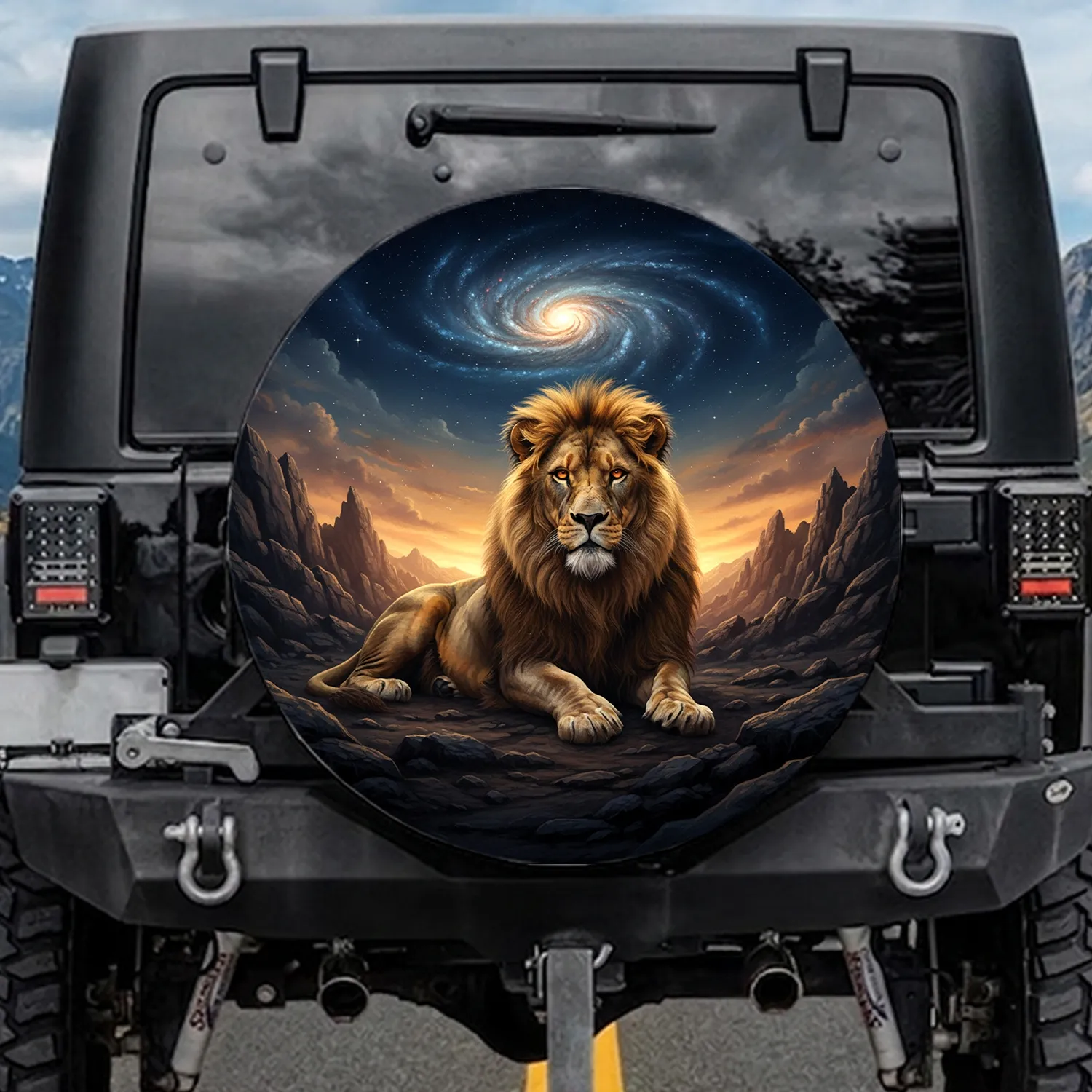 Regal Lion Cosmic Sky Galaxy Rock Formations - Vehicle Accessory Gift Spare Tire Cover - 1