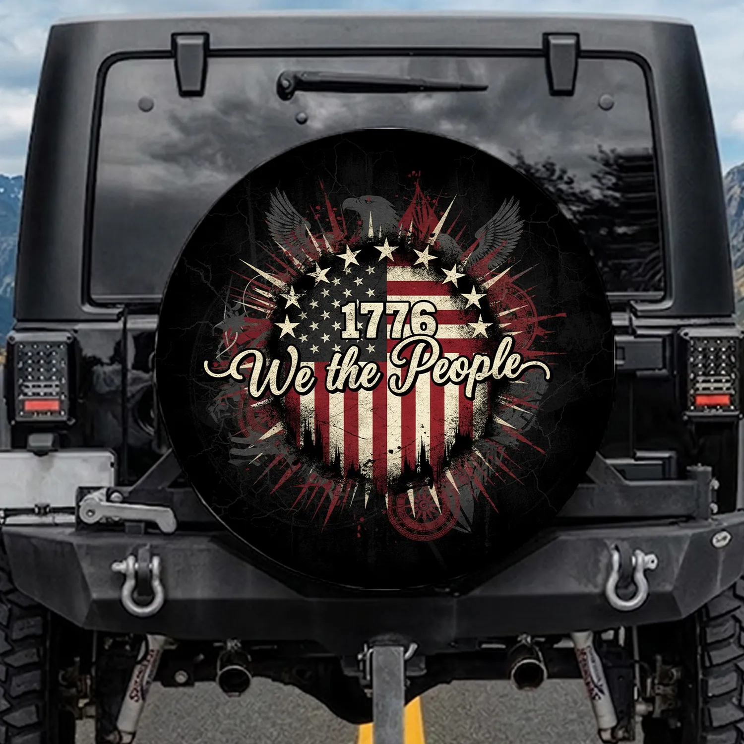 We the People 1776 Flag Independence Day Gift for Proud Americans Spare Tire Cover - 1