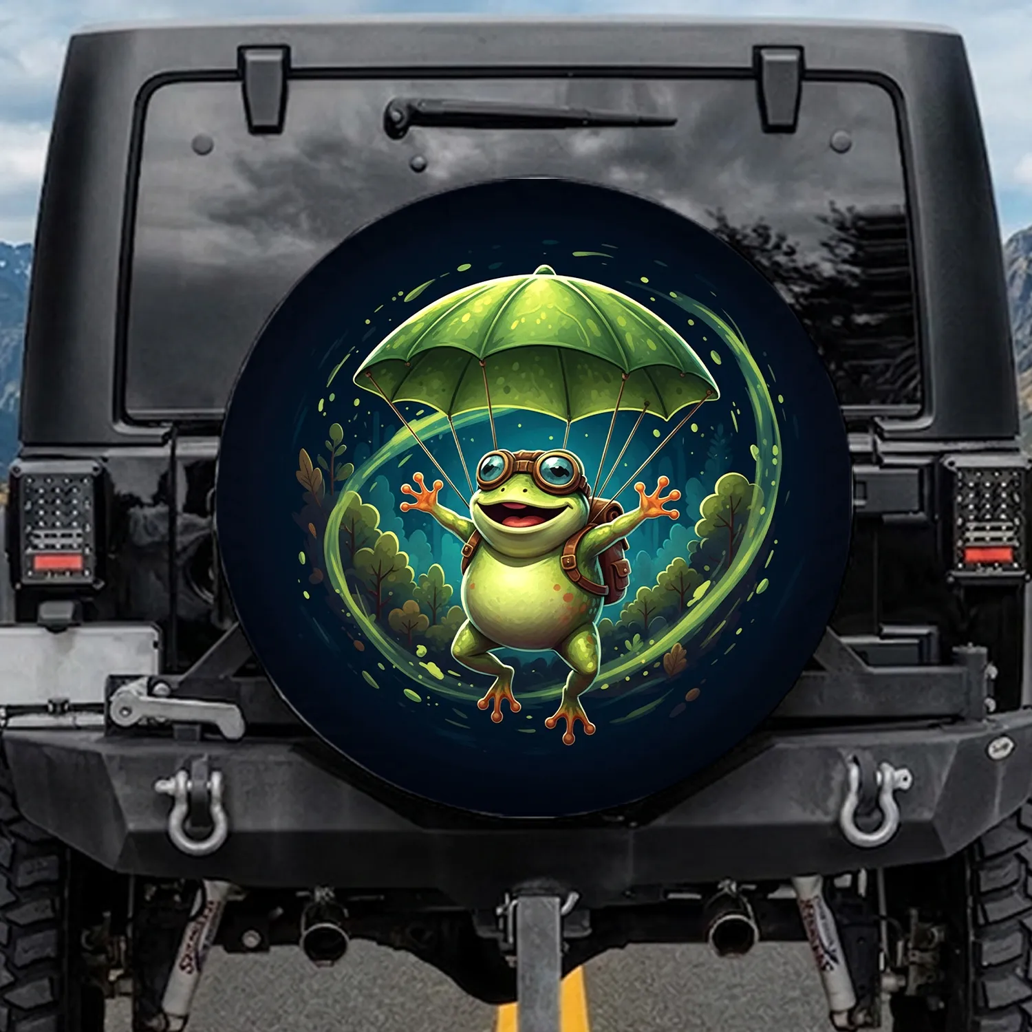 Frog Goggles Leaf Parachute Floating Adventure - Wildlife Lover Gift for Adventurers Spare Tire Cover - 1