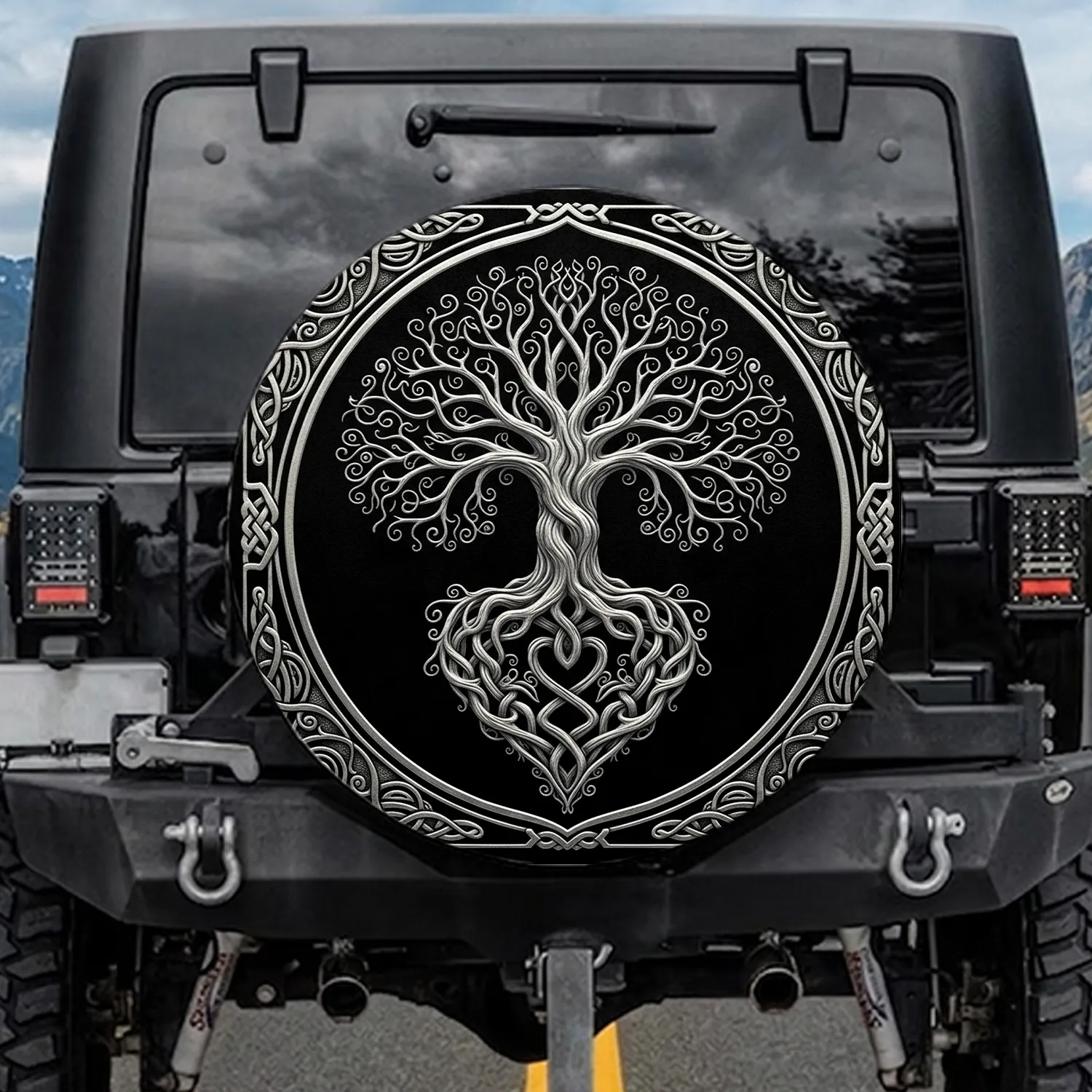 Tree of Life Heart Celtic Knot - Spiritual Symbolism Car Decor Gift for Nature Lovers Spare Tire Cover - 1
