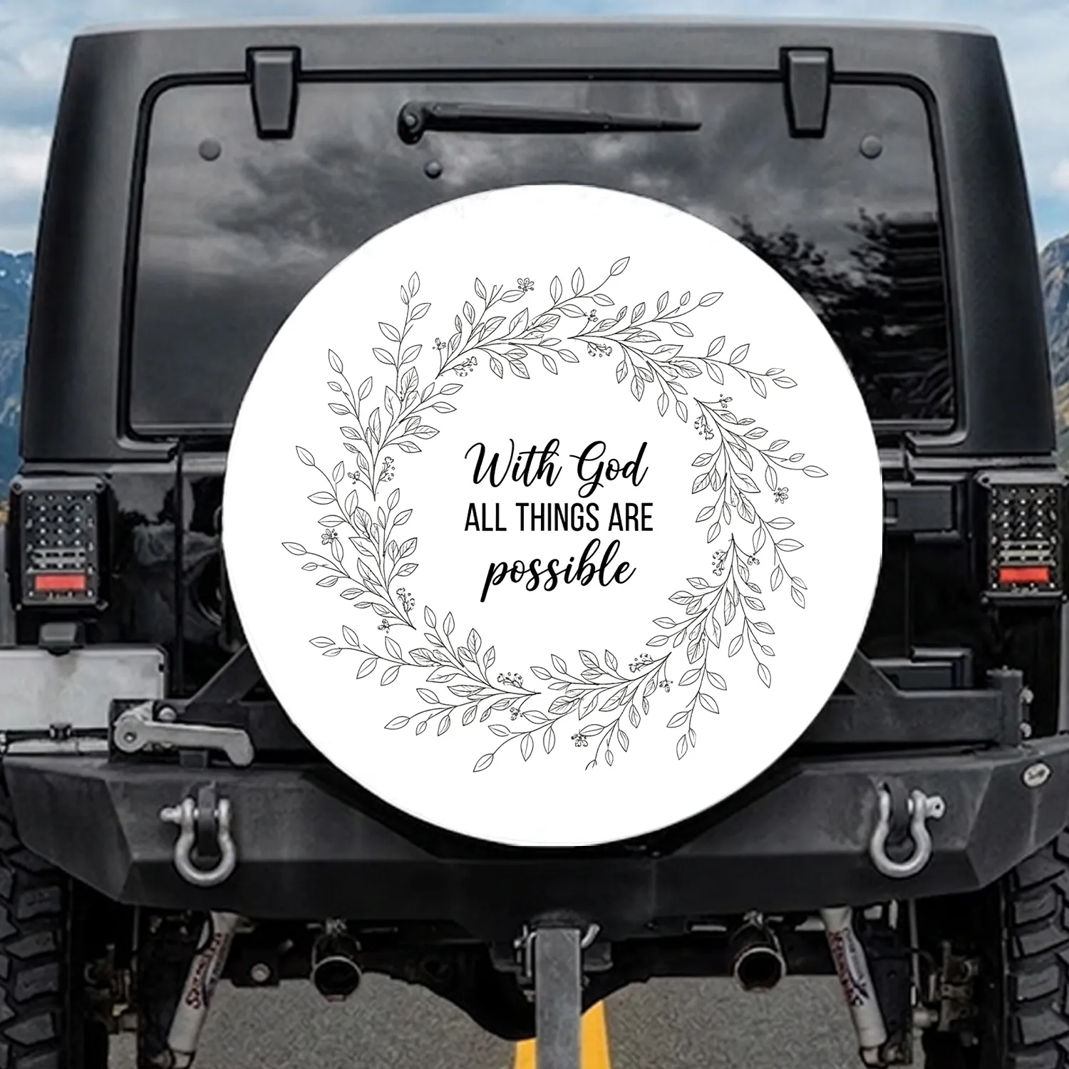 With God ALL THINGS ARE possible Wreath - Faith Lifestyle Gift Spare Tire Cover - 1