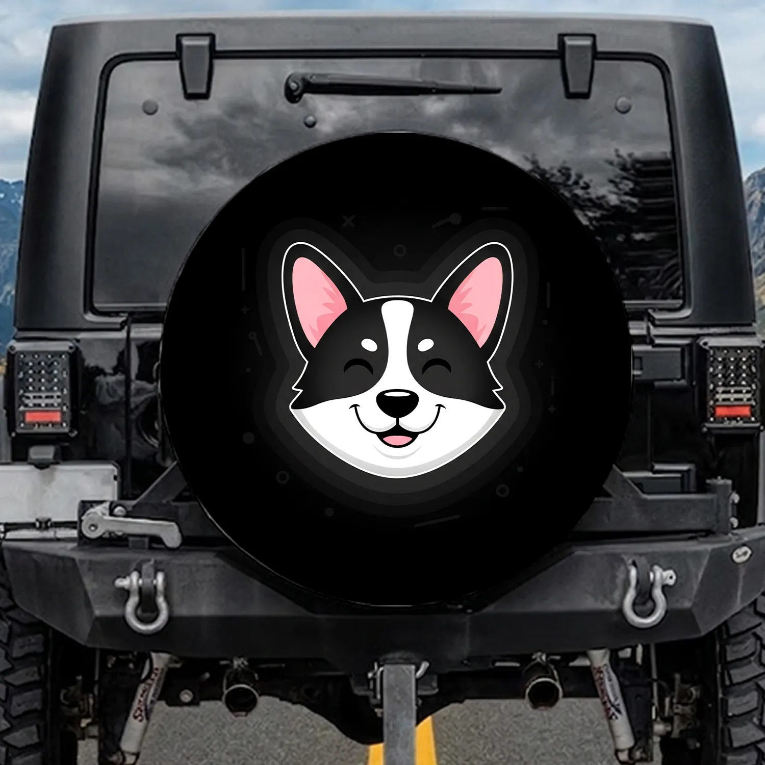 Winking Dog Face Muzzle Blaze - Pet Owner Home Decor Gift Spare Tire Cover - 1