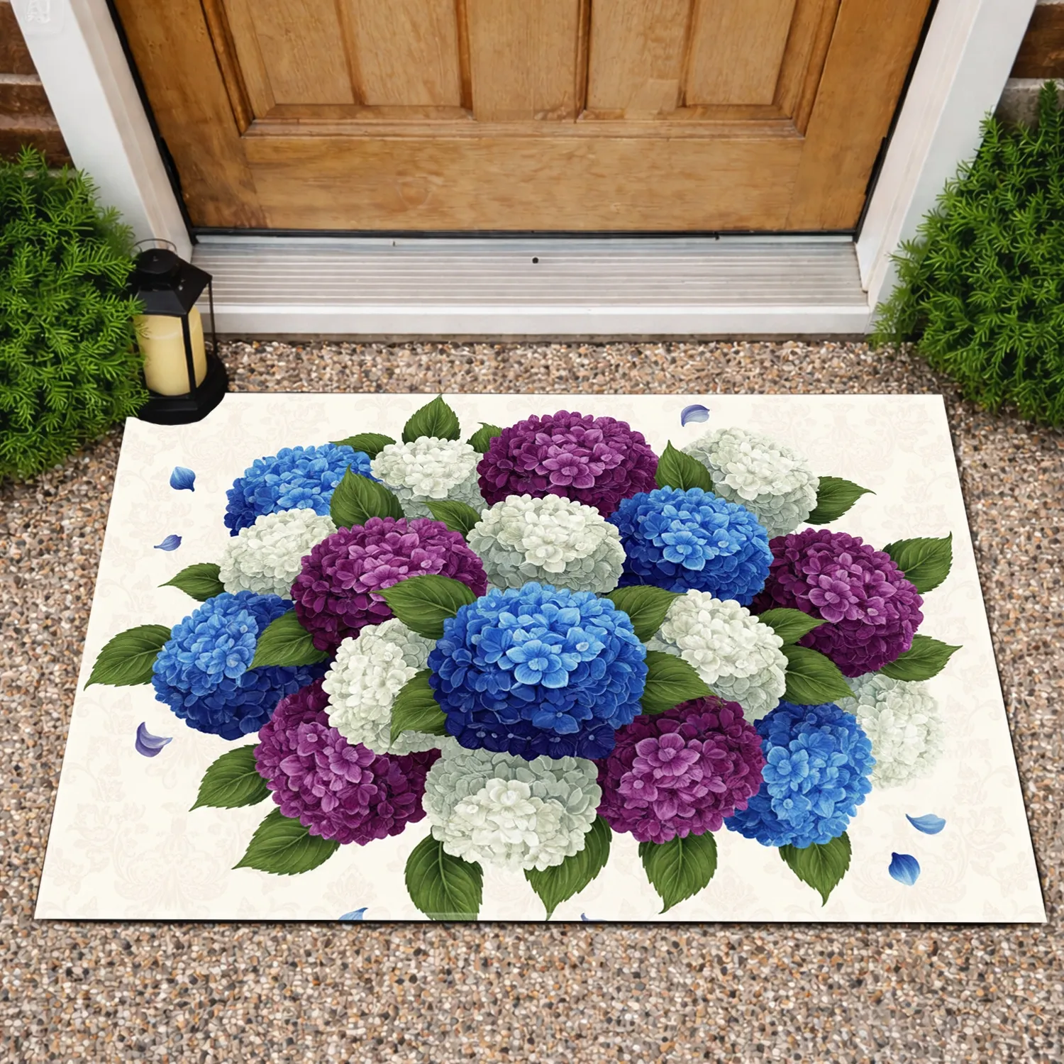 Rich Purple Blue Hydrangea Flowers Botanical Garden - Home Decor Gift for Plant Lover Doormat - 1
