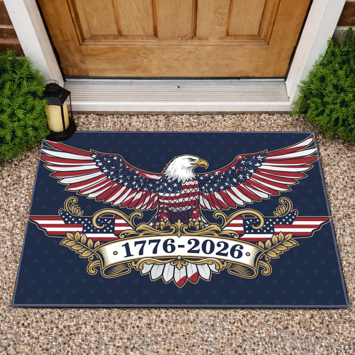 Bald Eagle American Flag 1776-2026 - USA 250th Anniversary Independence Day Gift for Veterans Doormat - 1