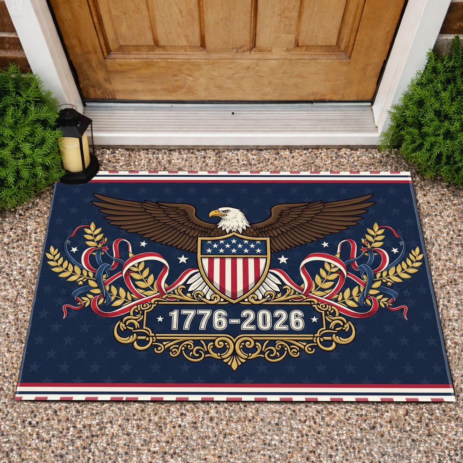 Bald Eagle American Flag 1776-2026 - USA 250th Anniversary Independence Day Gift for Veterans Doormat - 1
