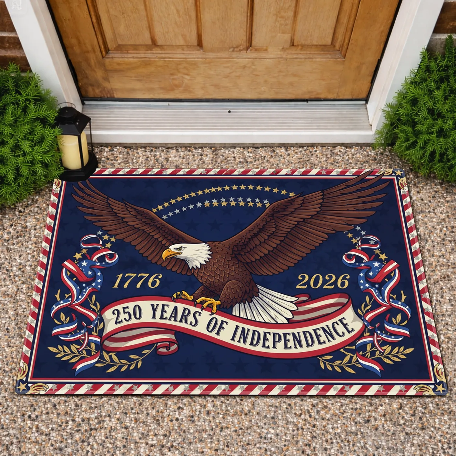 Bald Eagle American Flag 1776-2026 - USA 250th Anniversary Independence Day Celebration Doormat - 1