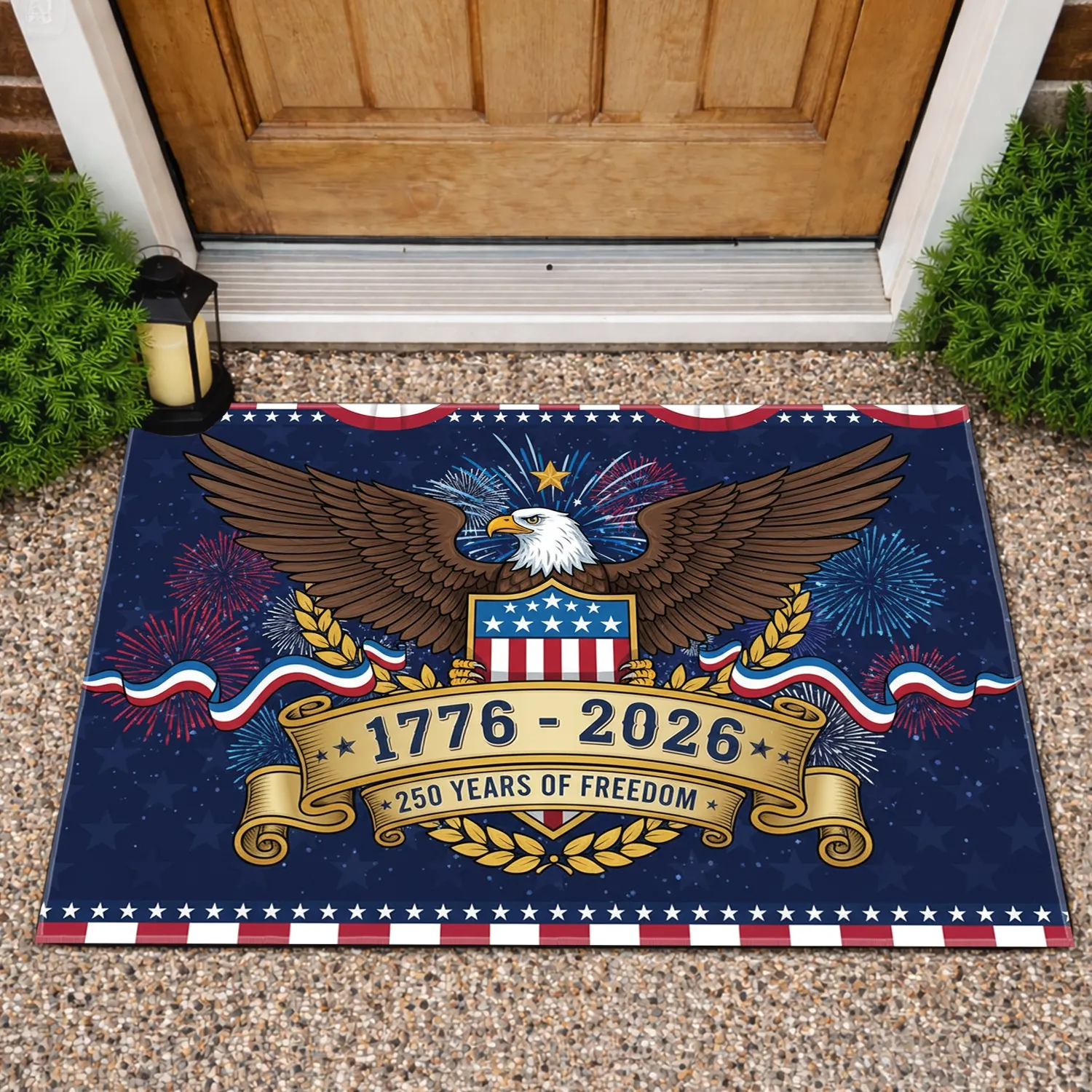 Bald Eagle American Flag 1776-2026 - USA 250th Anniversary Independence Day Decor Doormat - 1
