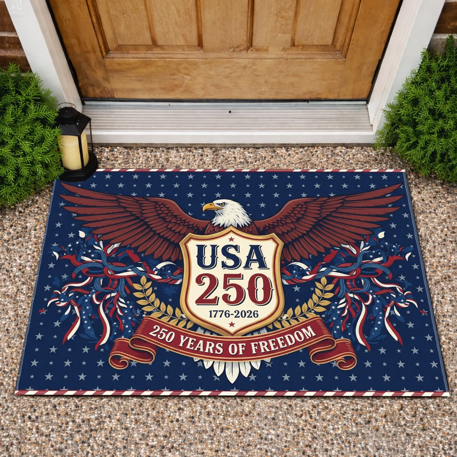 Bald Eagle USA 250 Shield 1776-2026 - Patriotic 250 Years of Freedom Anniversary Doormat - 1