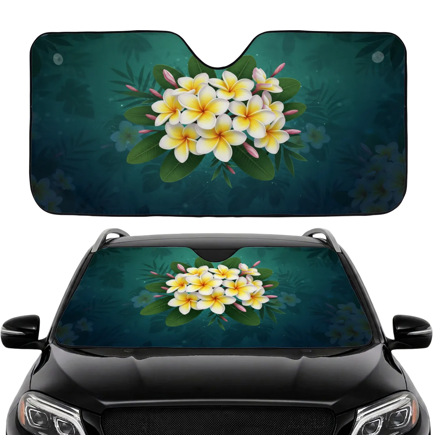 Plumeria Flowers Tropical Botanical Garden - Plant Lover Car Decor Gift Car Sunshade - 1