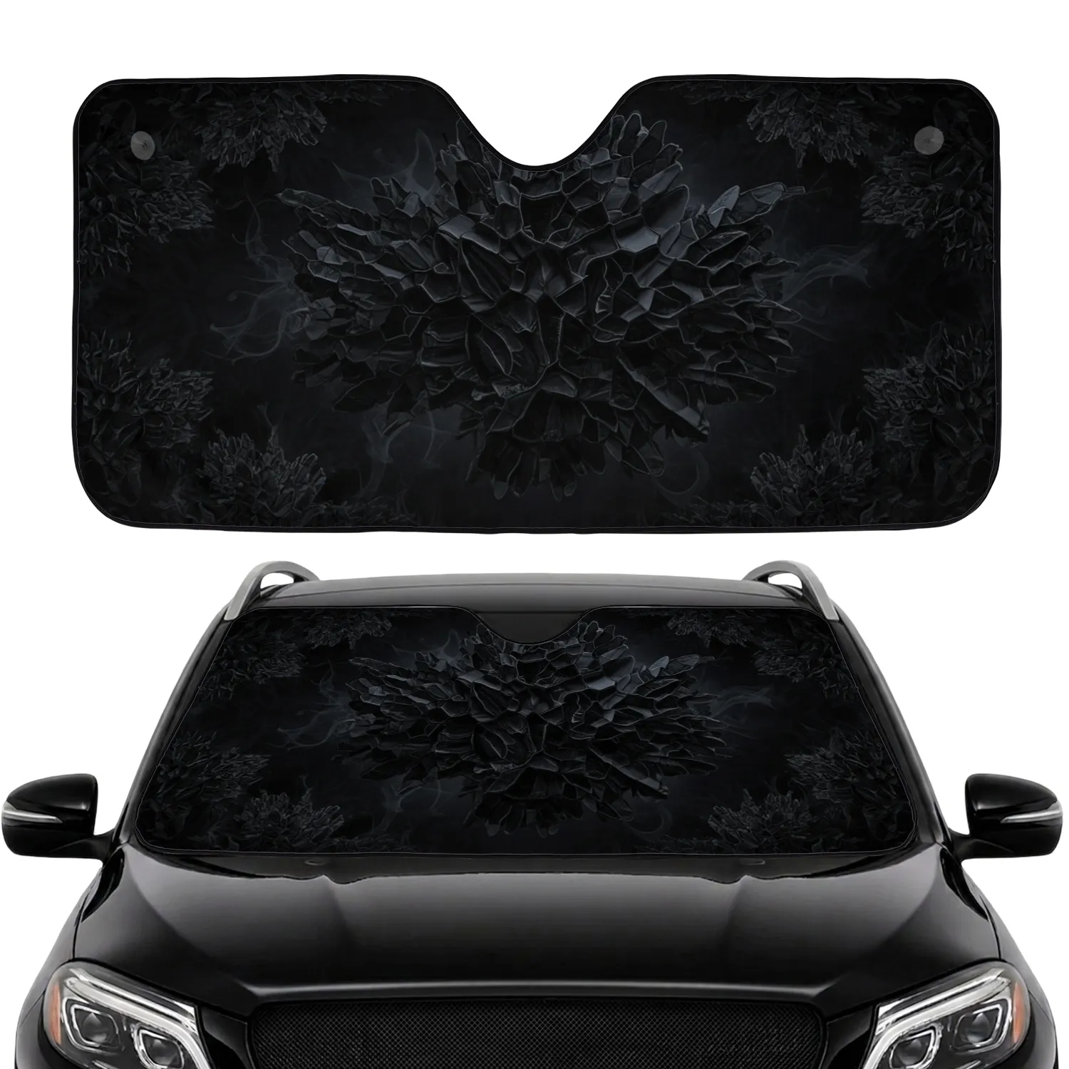 Cracked Obsidian Scales - Car Interior Decor Accessory for Auto Enthusiasts Car Sunshade - 1