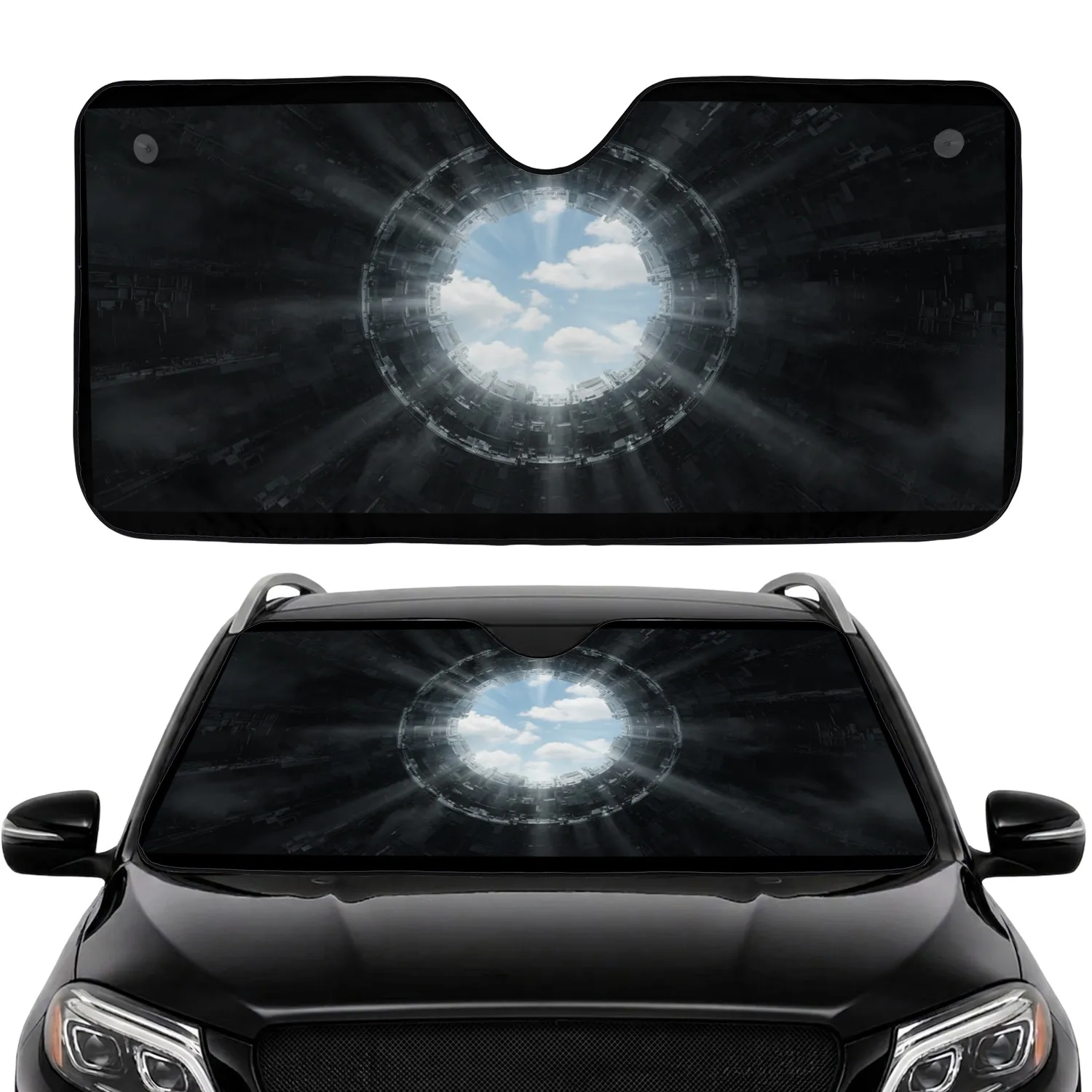 Imposing Circular Metallic Architectural Tunnel Sky Opening - Modern Car Decor Gift Car Sunshade - 1